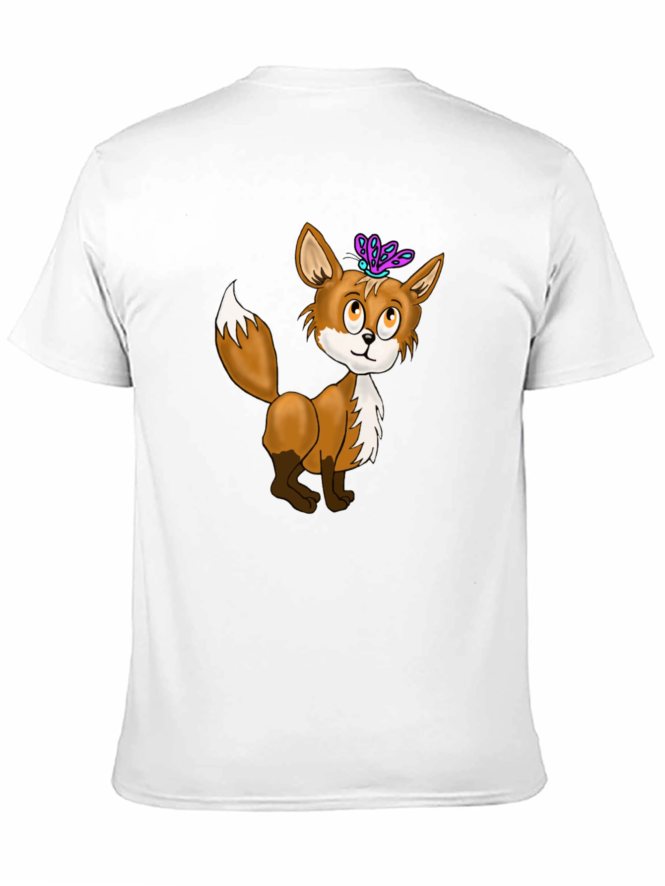 Black Fox & Butterfly Graphic Tee - Black Cotton T-Shirt view 11