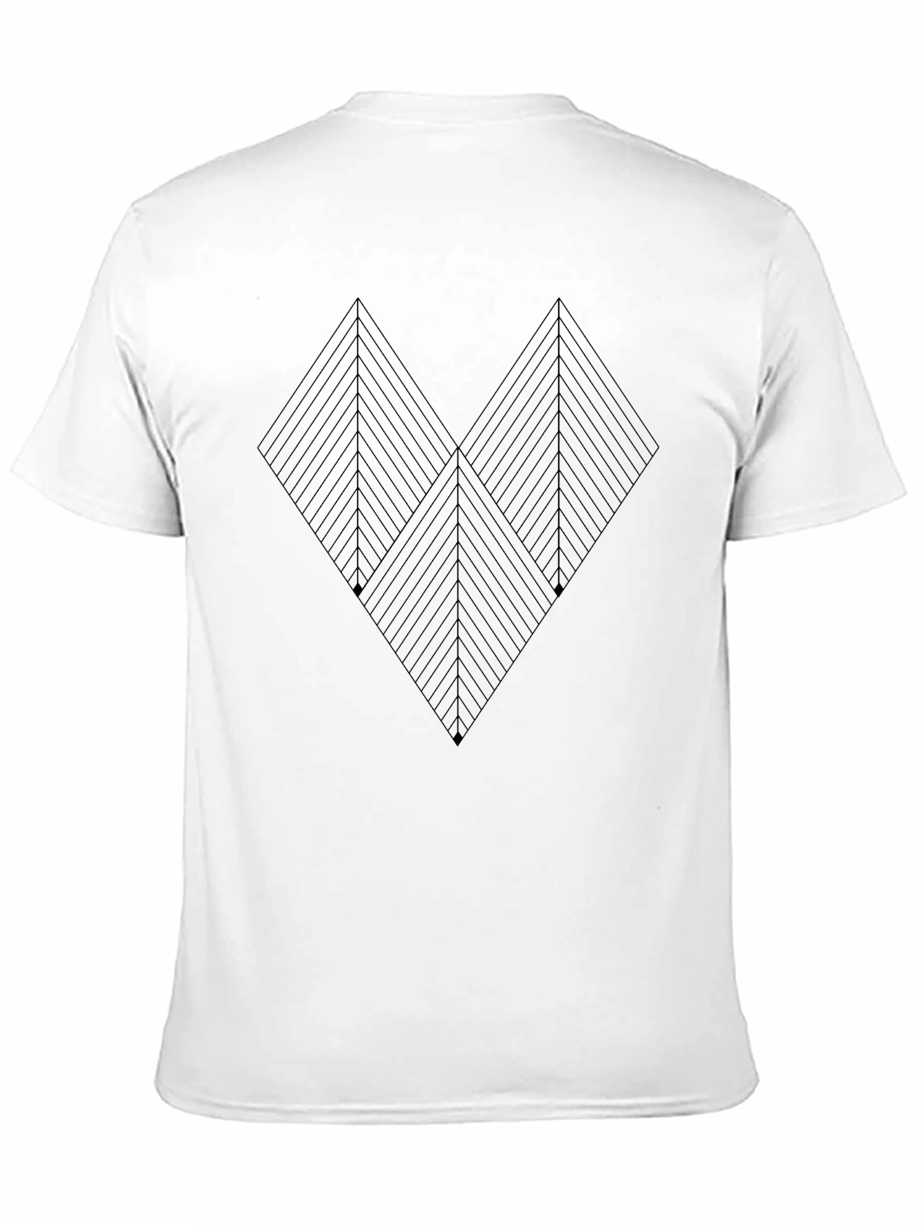 Black Modern Geometric Tee - Black Line Art Shirt view 11