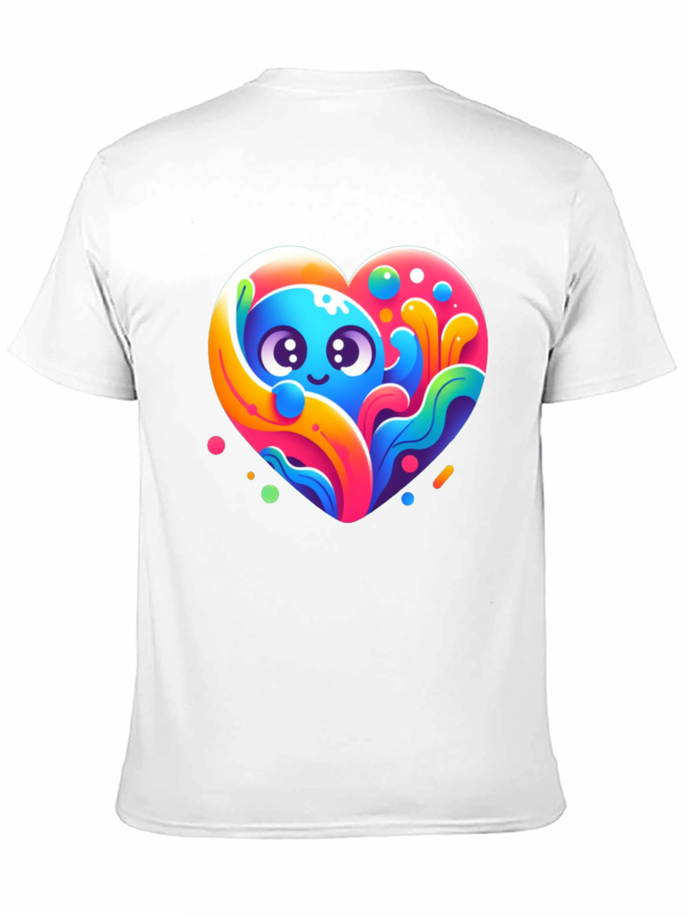Black Cute Cartoon Heart Graphic Black T-Shirt view 11