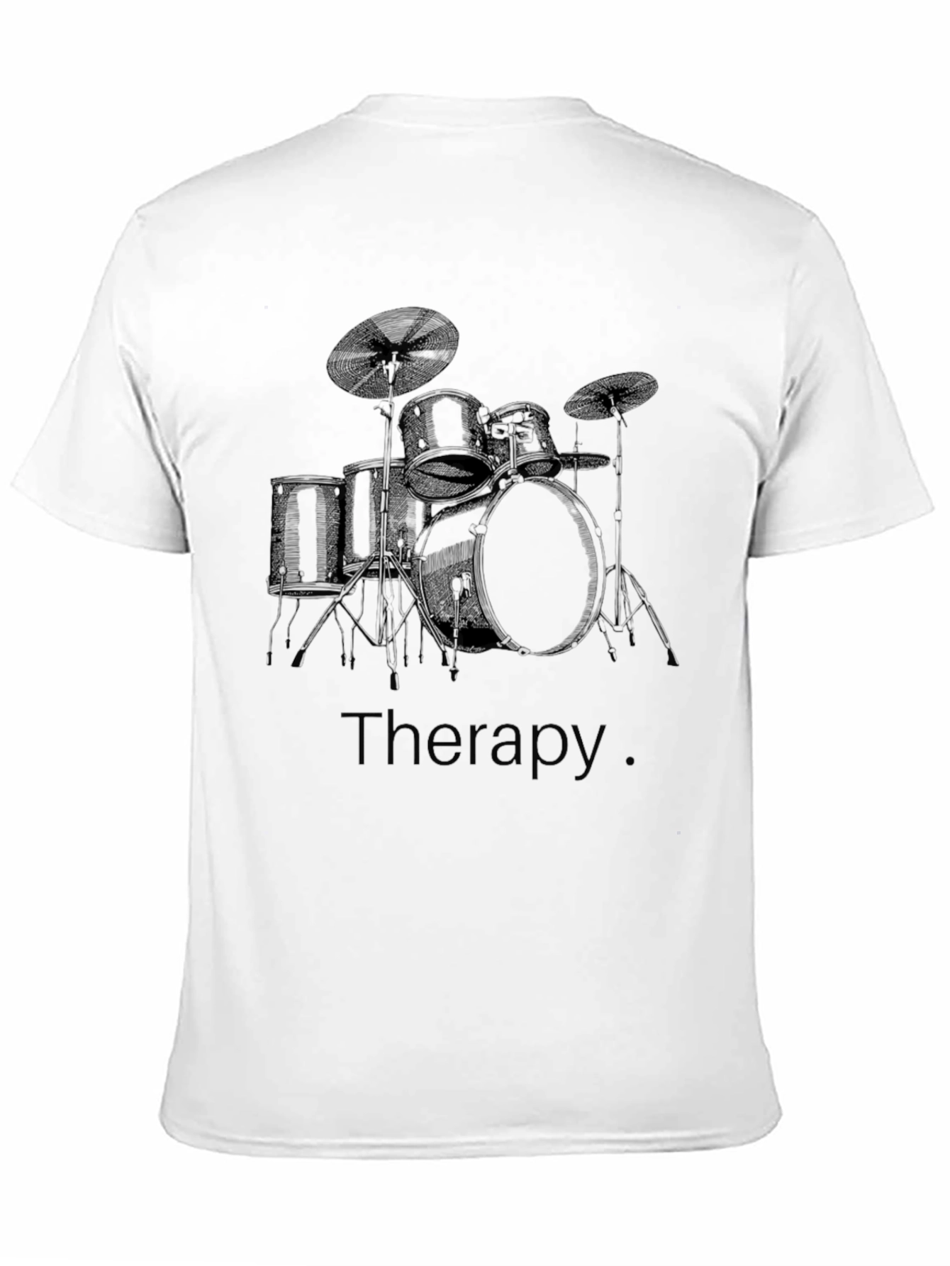 Black Drum Set Therapy T-Shirt - Music Lover Tee view 11