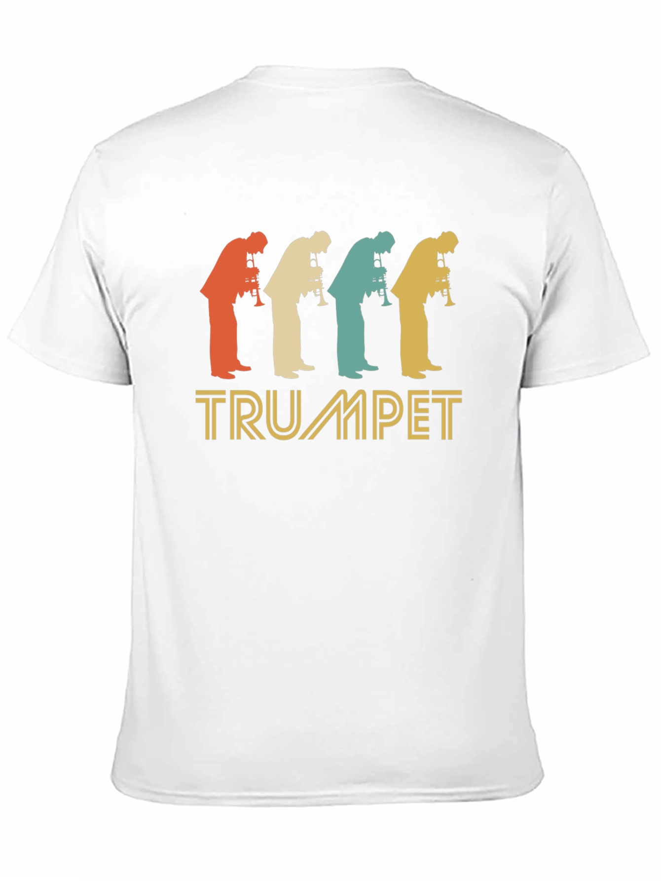 Black Vintage Trumpet Player Silhouette T-Shirt view 11