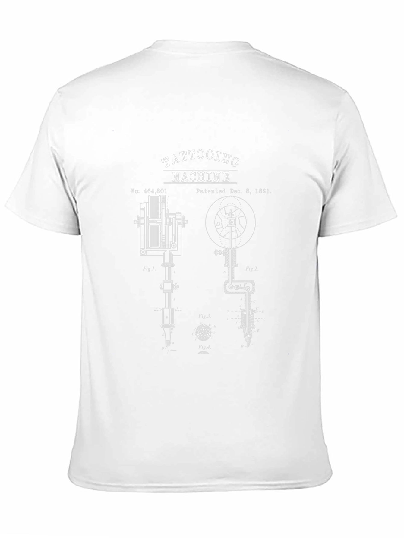 Black Vintage Tattoo Machine Blueprint Graphic T-Shirt view 11