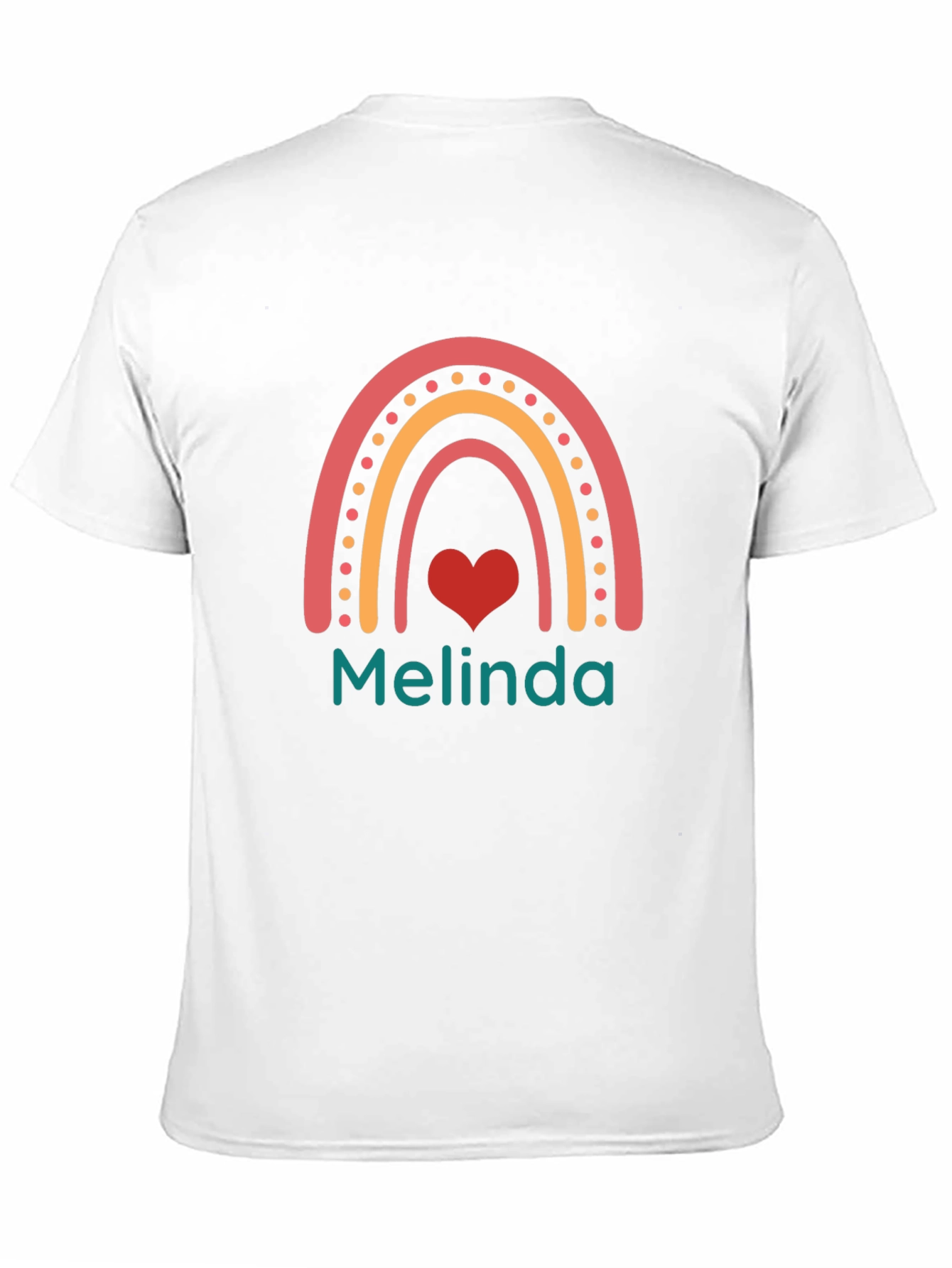 Black Personalized Rainbow Heart T-Shirt - Melinda view 11