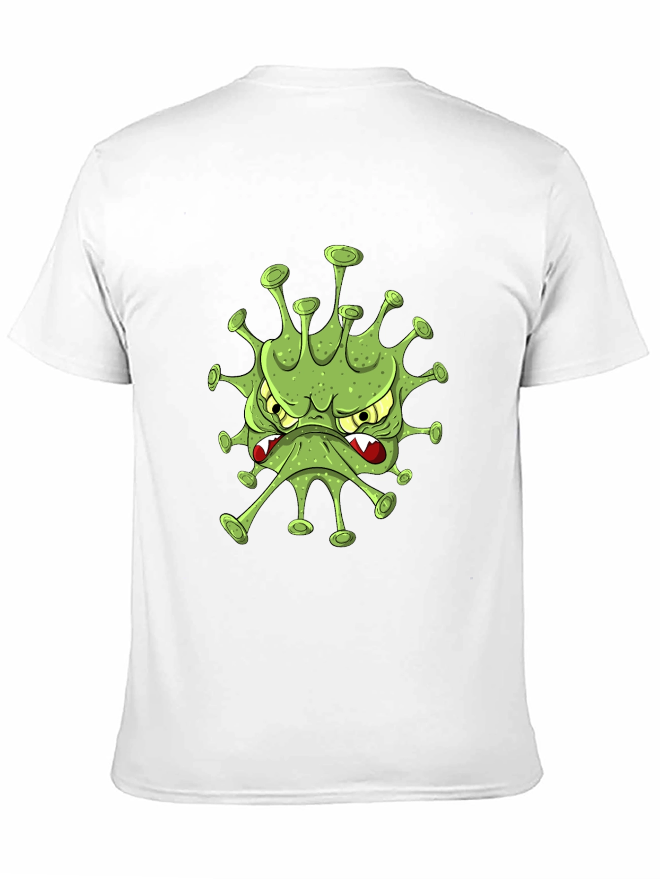 Black Men's Black T-Shirt with Cartoon Virus Design view 11