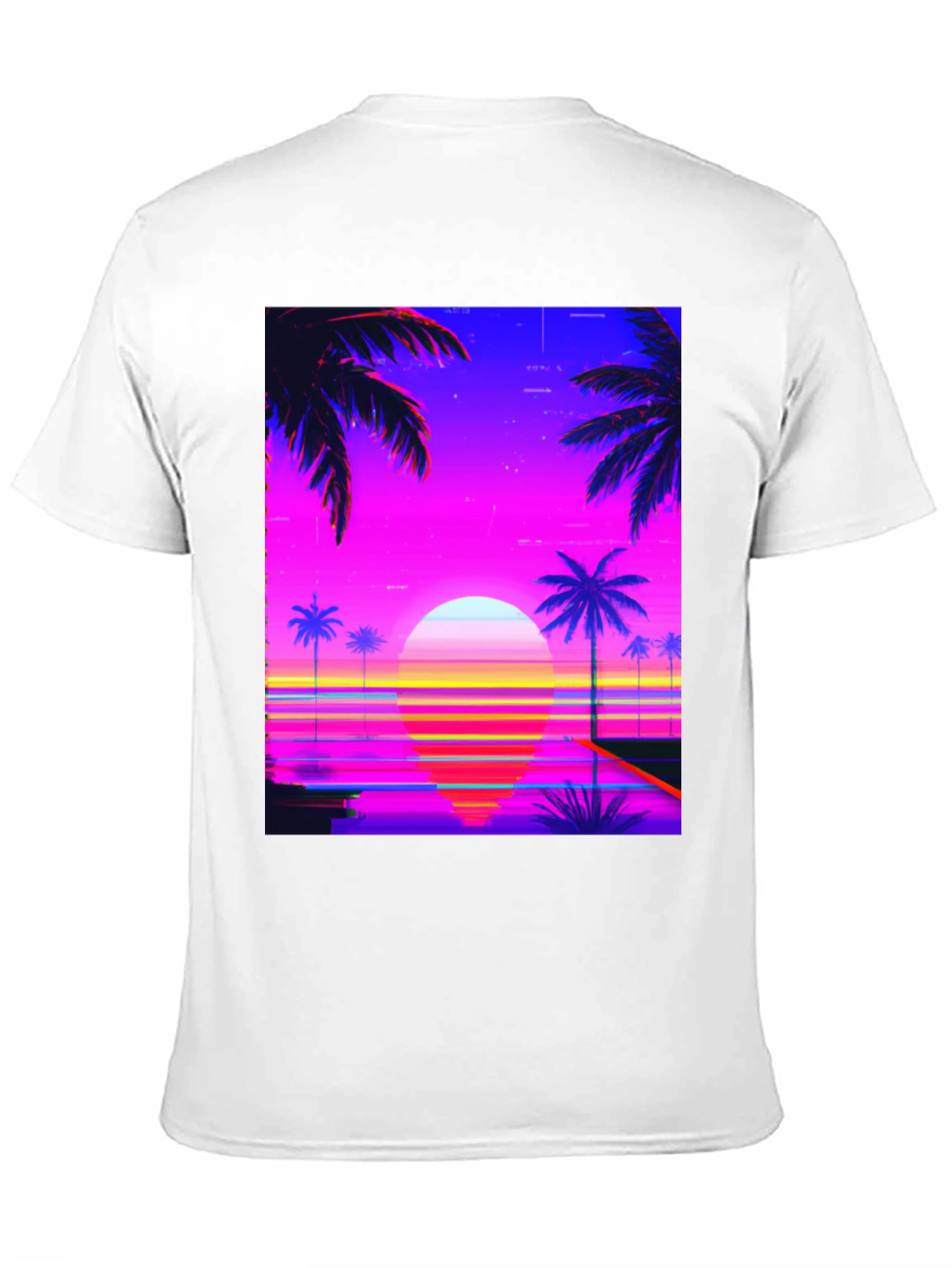 Black Vaporwave Sunset Graphic Tee view 11
