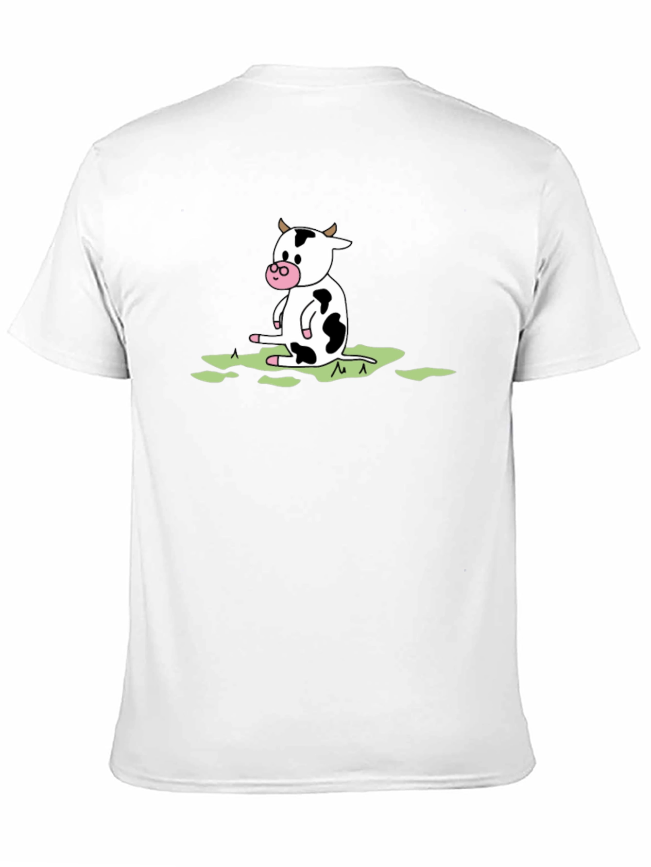 Black Cow Cartoon Graphic Tee - Black Cotton T-Shirt view 11