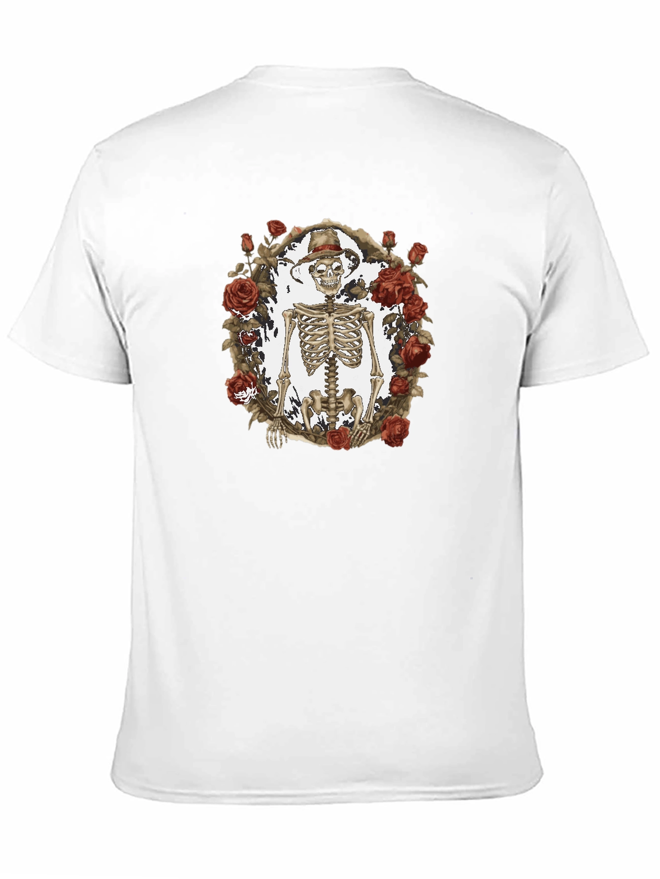 Black Skeleton & Roses Graphic Tee - Black Cotton Blend view 11