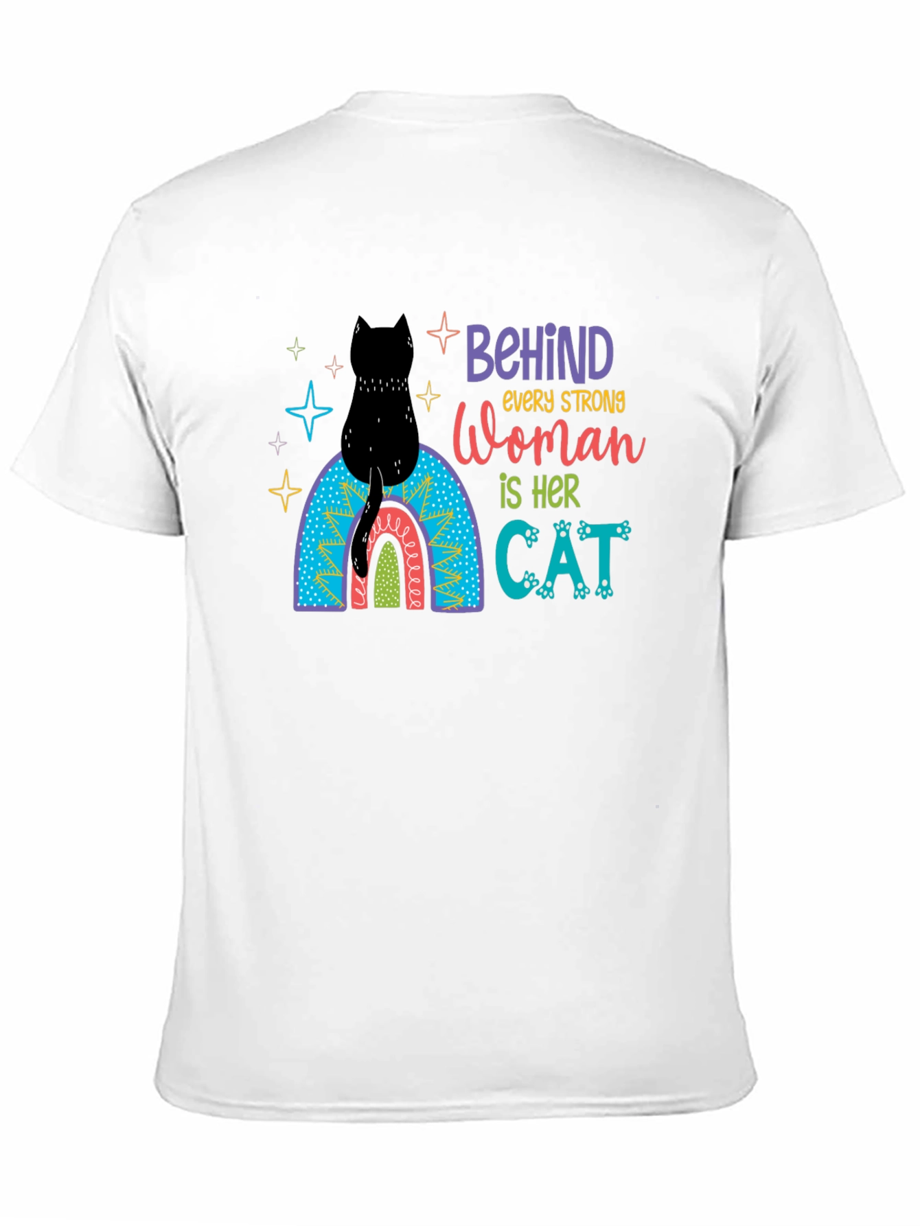 Black Behind Every Strong Woman Cat T-Shirt view 11