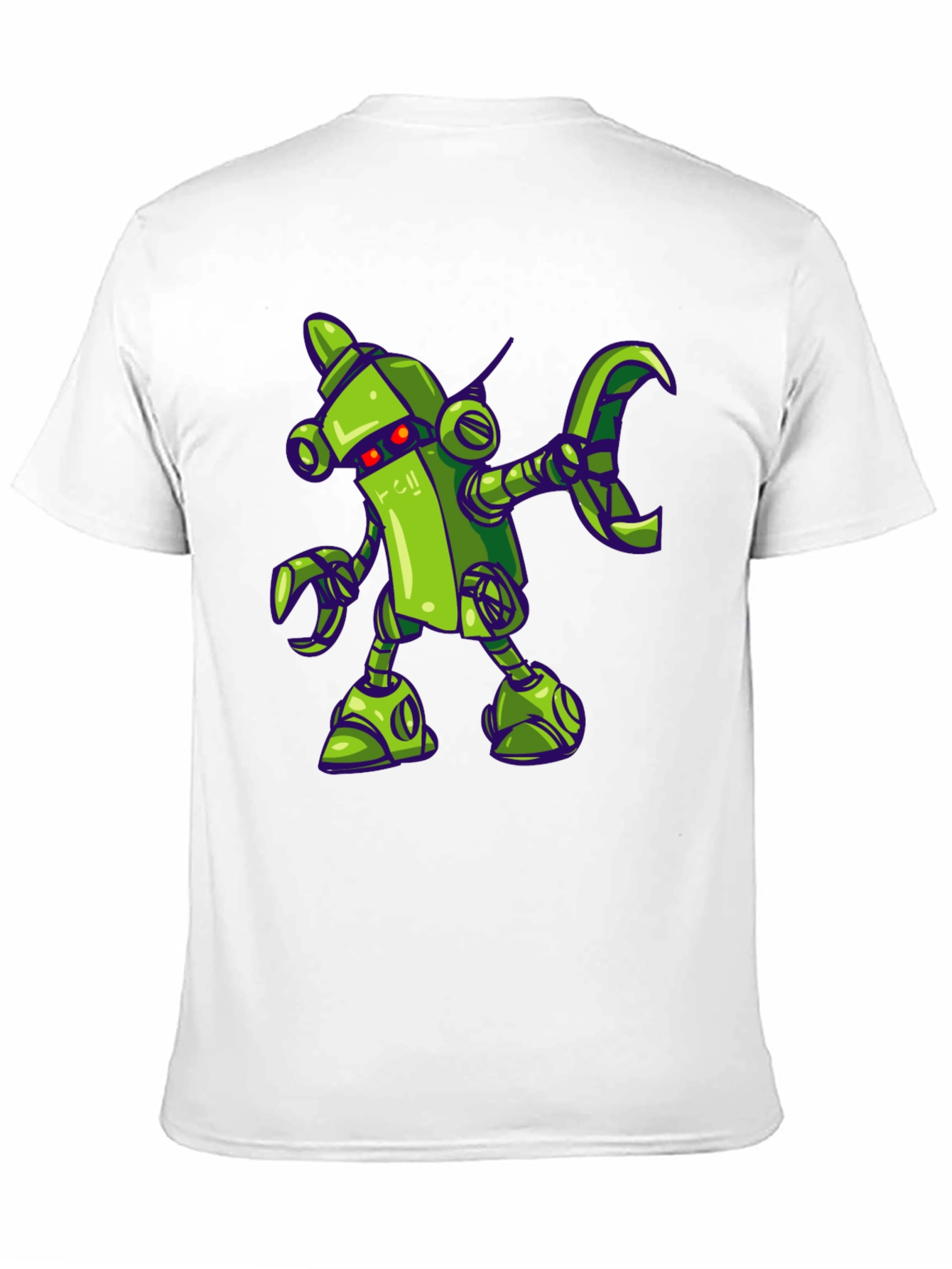 Black Cartoon Robot Graphic Tee - Black Cotton Shirt view 11