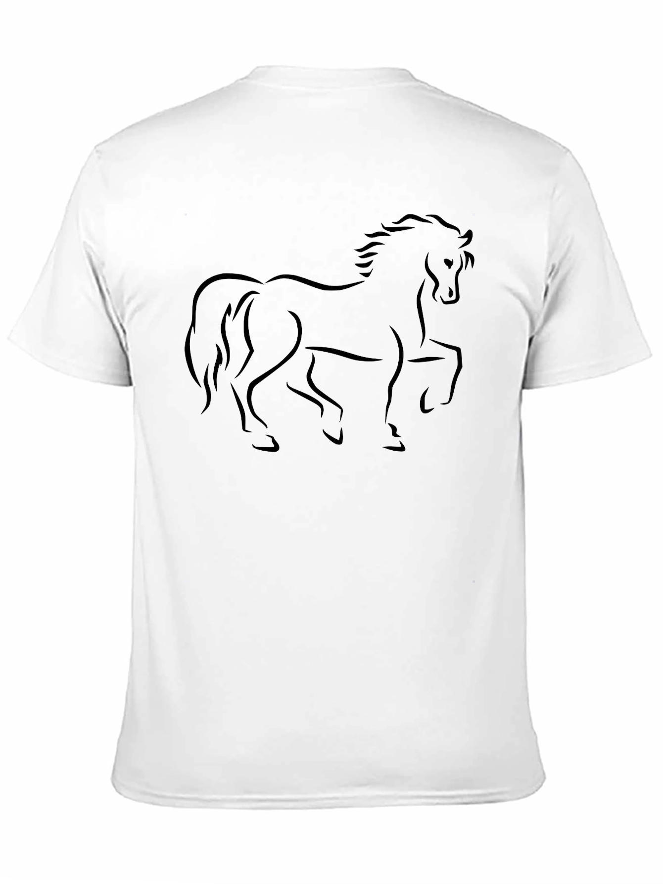 Black Elegant Horse Outline T-Shirt - Black view 11