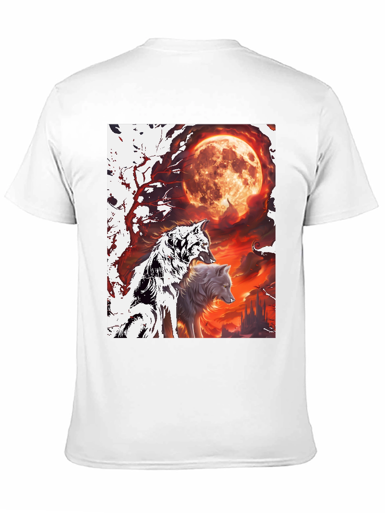 Black Wolf Pack Moon Graphic Tee - Black Cotton view 11