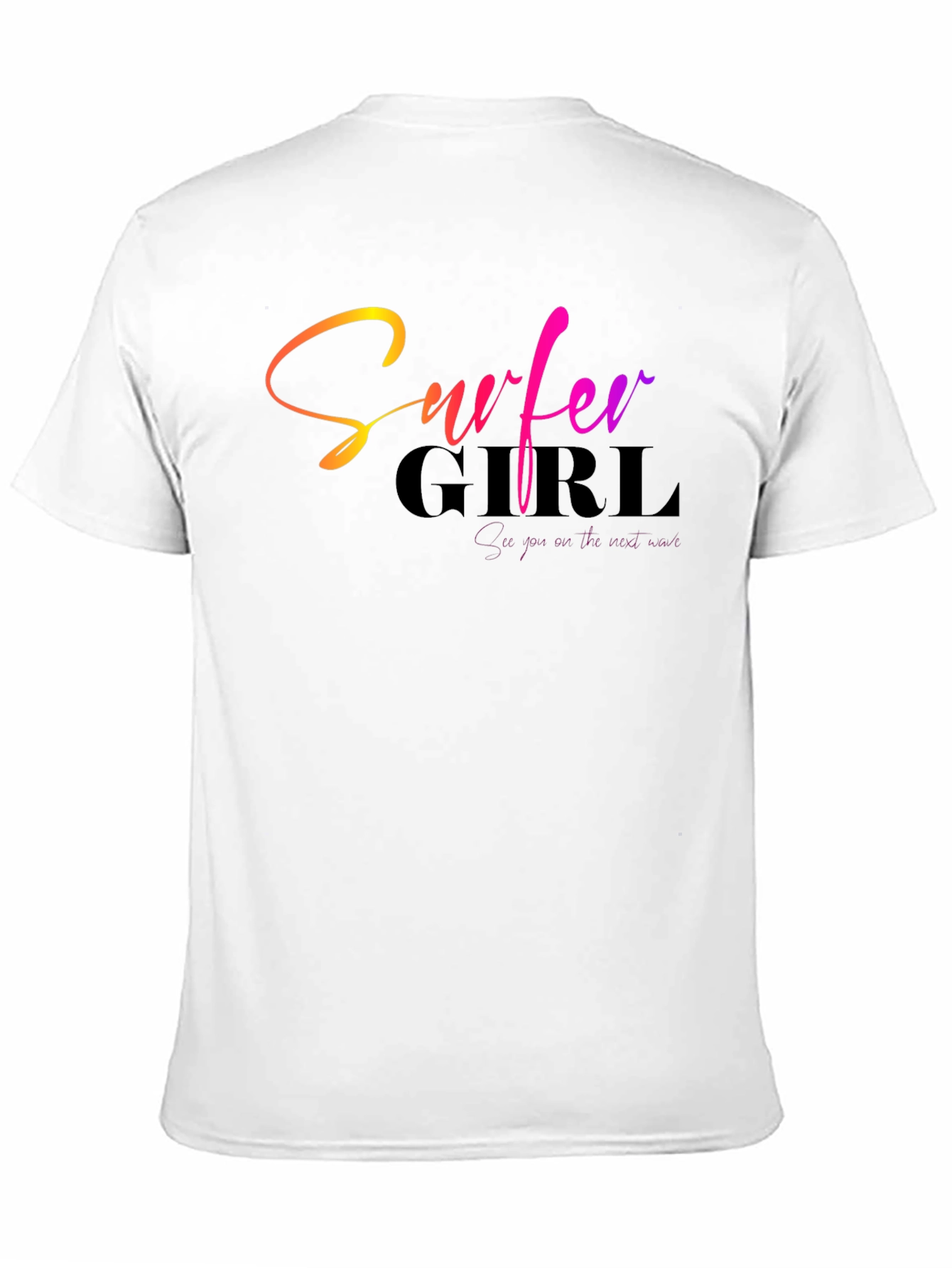 Black Surfer Girl Gradient Text Black T-Shirt view 11