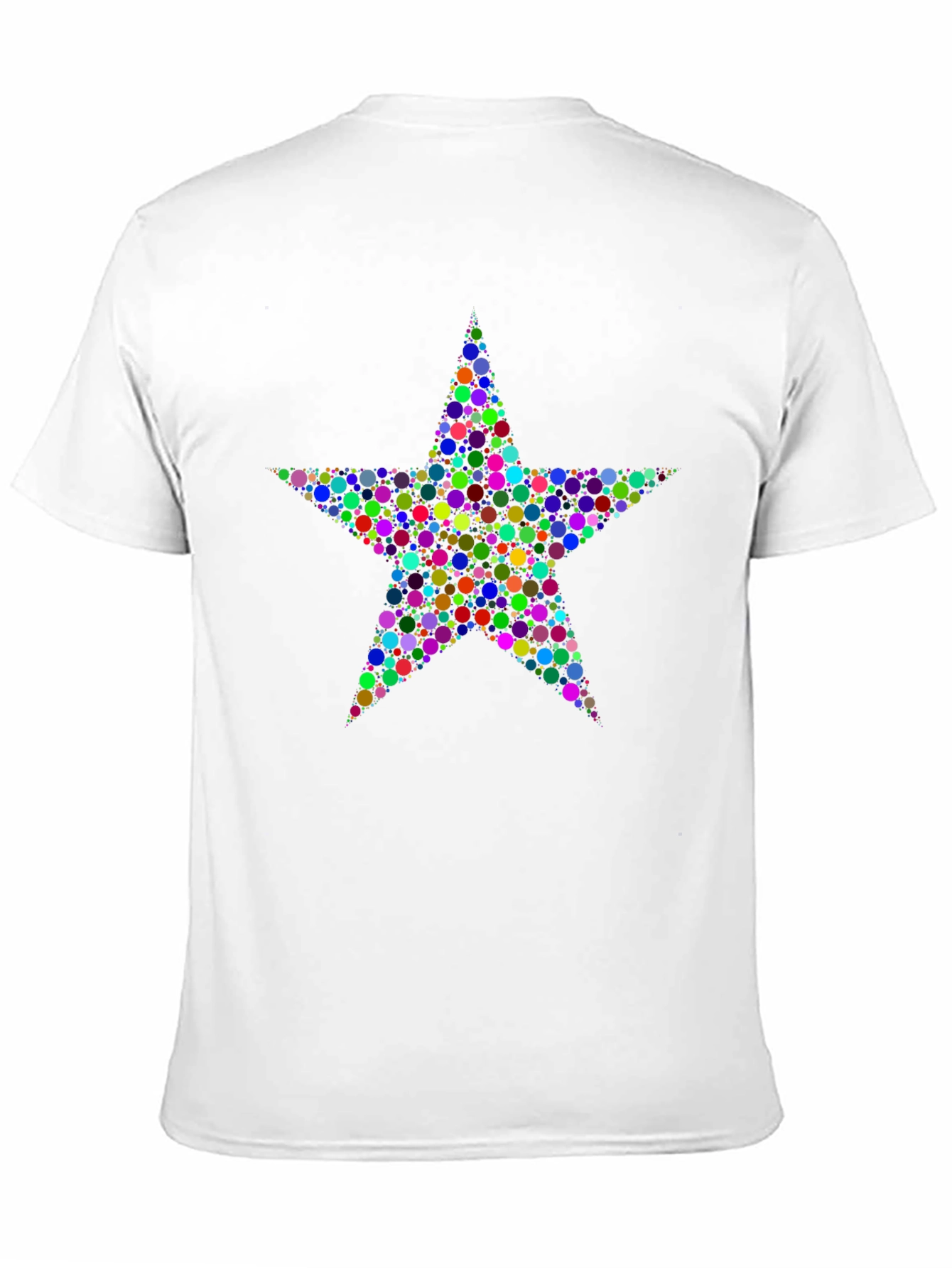 Black Colorful Star Pattern Black T-Shirt view 11