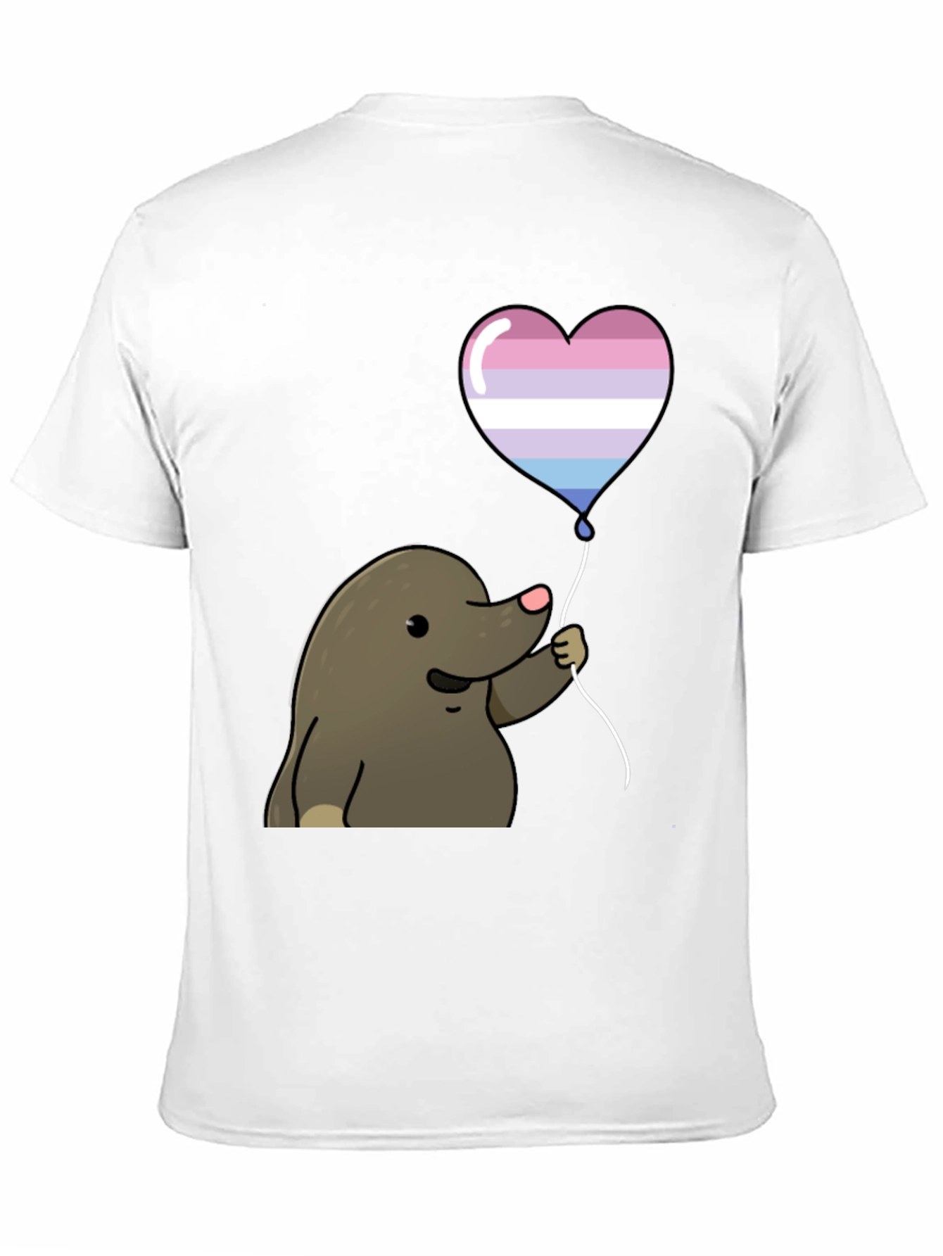 Black Mole with Transgender Pride Heart Balloon T-Shirt view 11