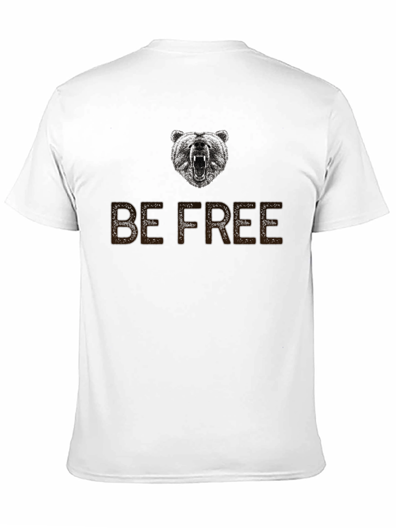 Black Be Free Bear Graphic Men's Black T-Shirt view 11