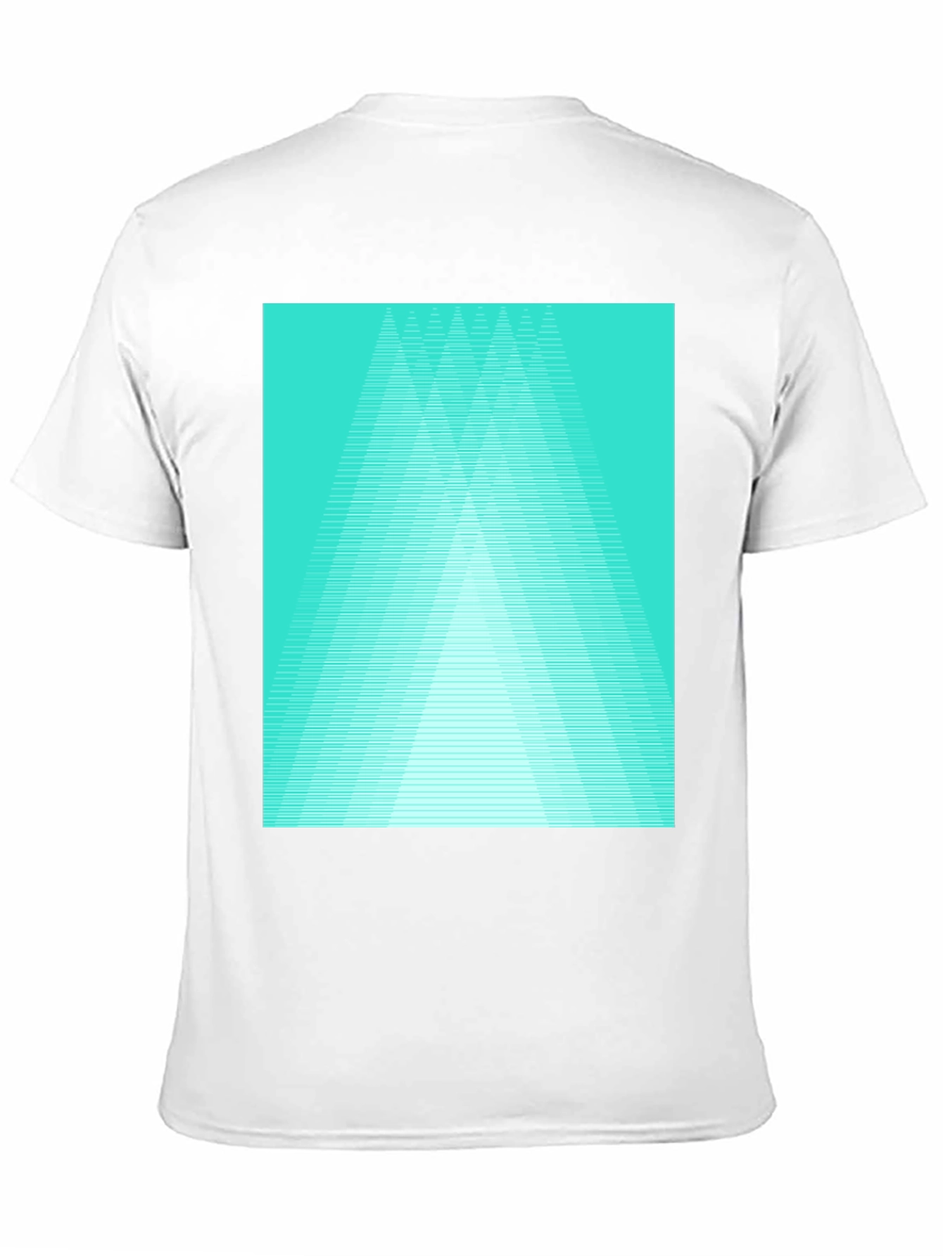 Black Retro Geometric Tee - Aqua Triangle Design view 11