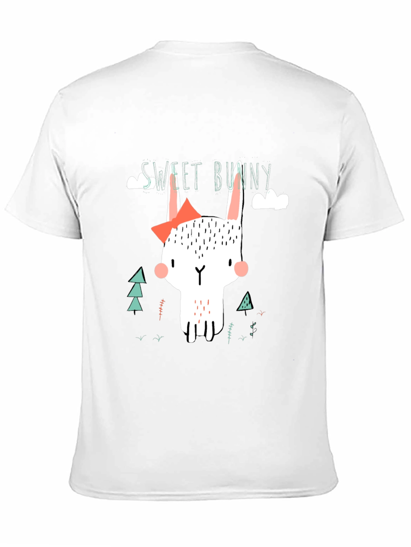 Black Sweet Bunny Graphic Tee - Black Cotton T-Shirt view 11