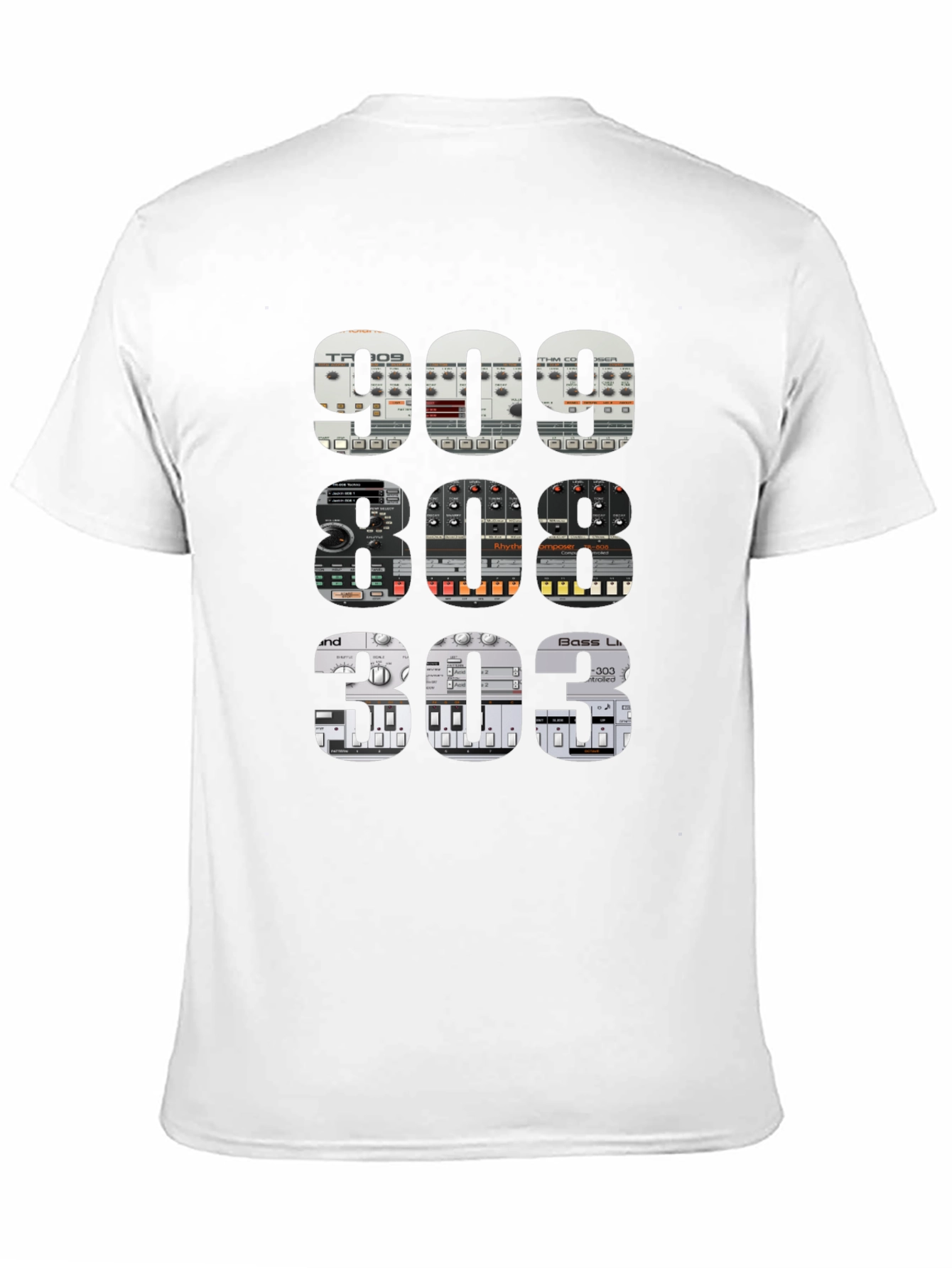 Black 909 808 303 Synth T-Shirt - Music Producer view 11