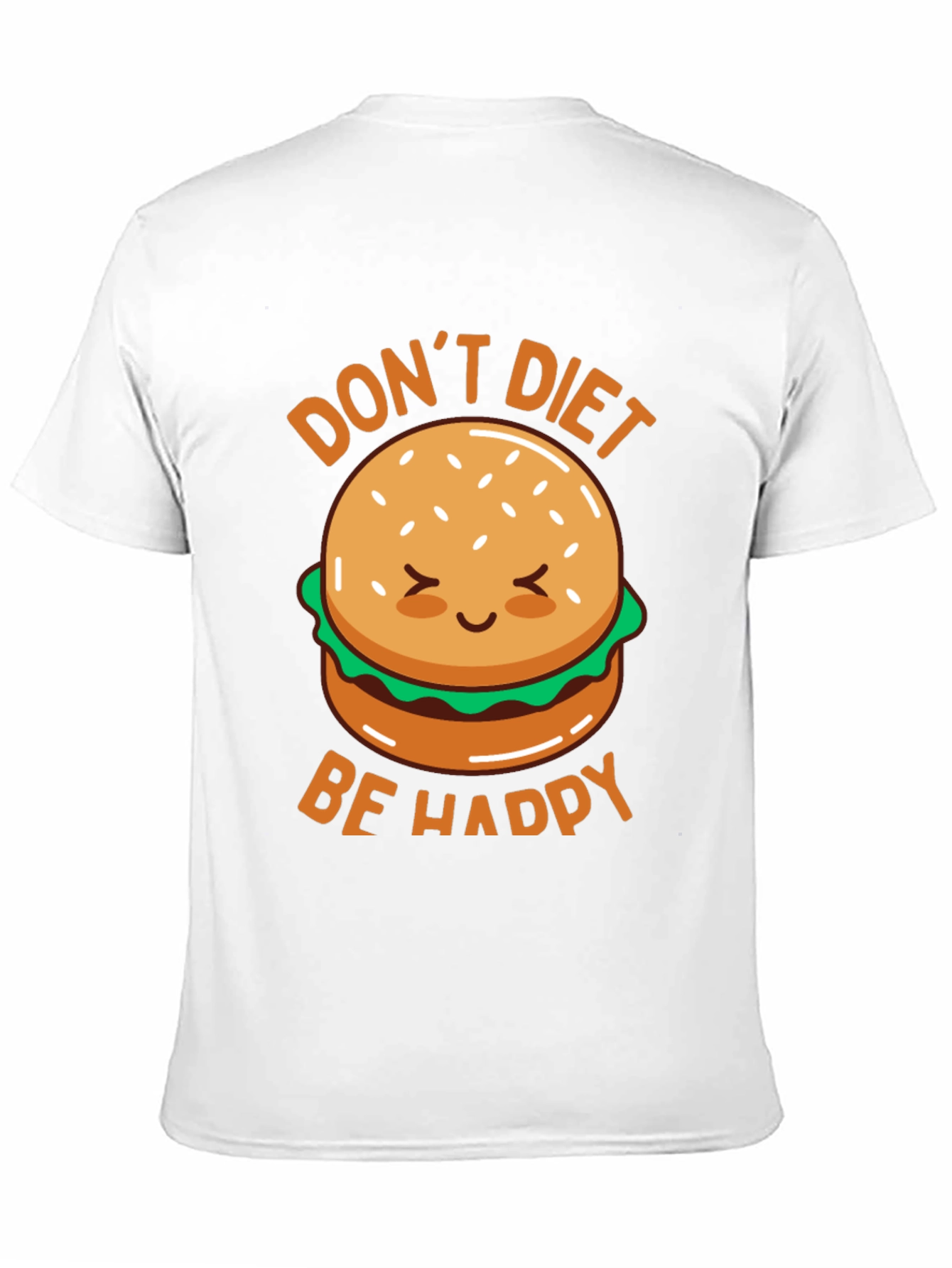 Black Don't Diet Be Happy T-Shirt - Cute Burger Graphic Tee view 11