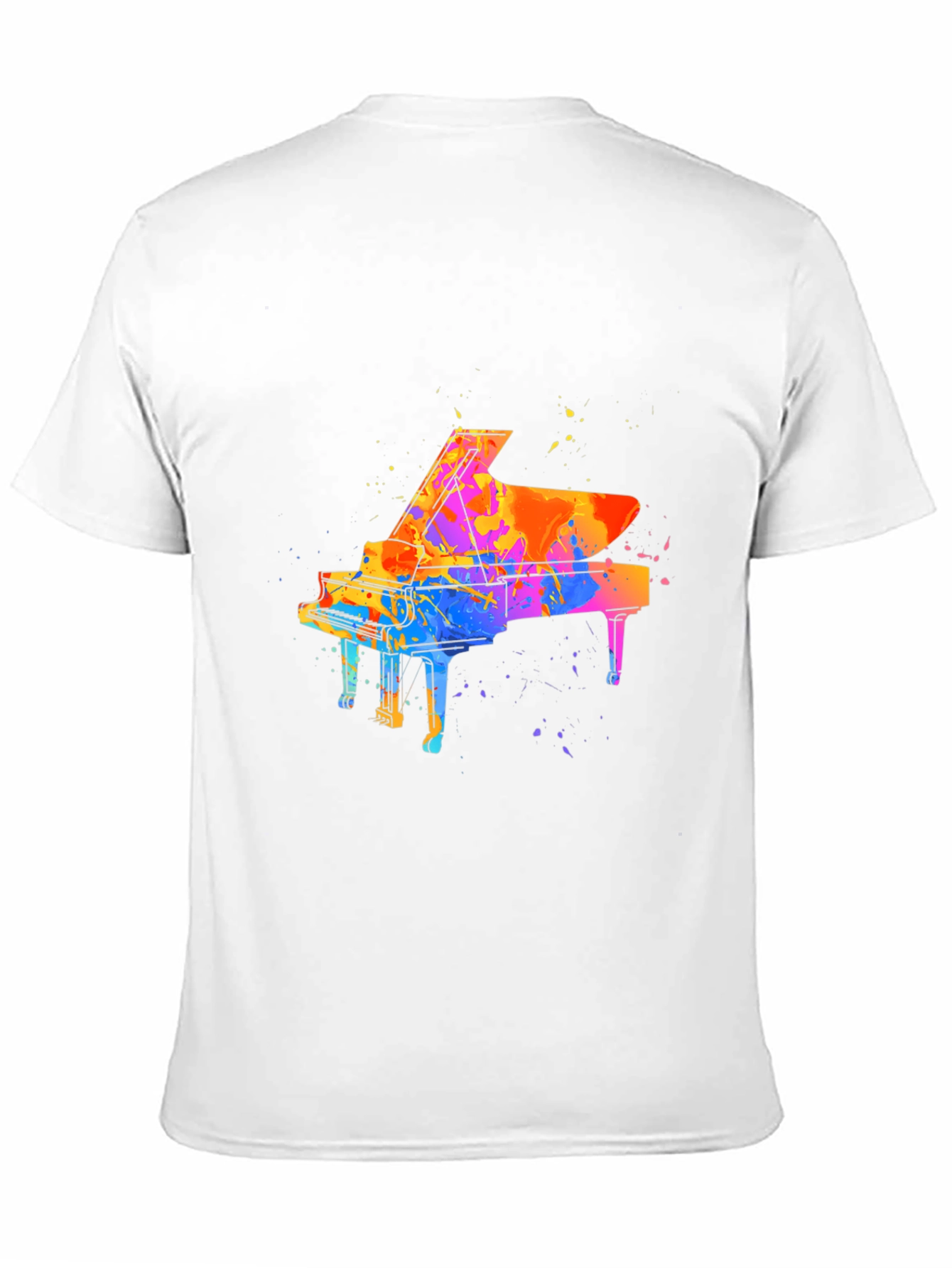 Black Watercolor Piano Graphic Men's Black T-Shirt view 11