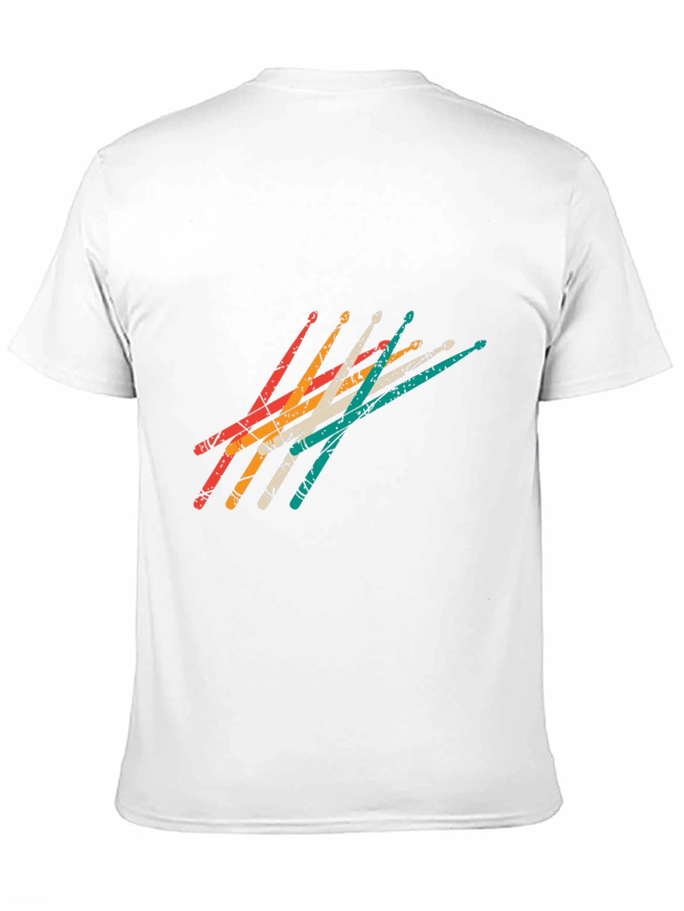 Black Retro Drumsticks Graphic Tee - Black Casual T-Shirt view 11