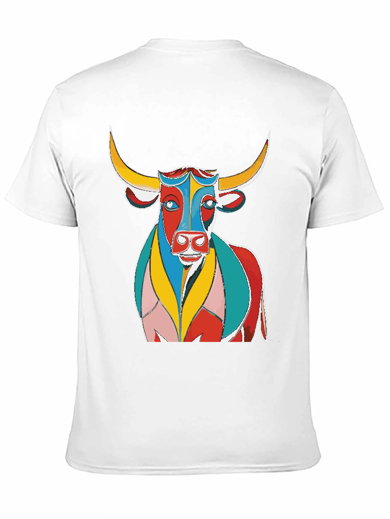 Black Colorful Bull Graphic Print Black T-Shirt view 11