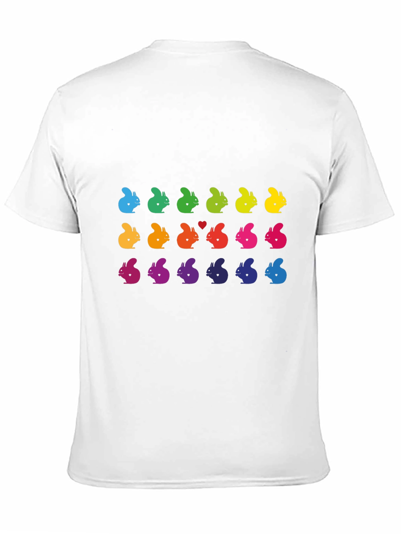 Black Rainbow Squirrel Pattern Black T-Shirt view 11