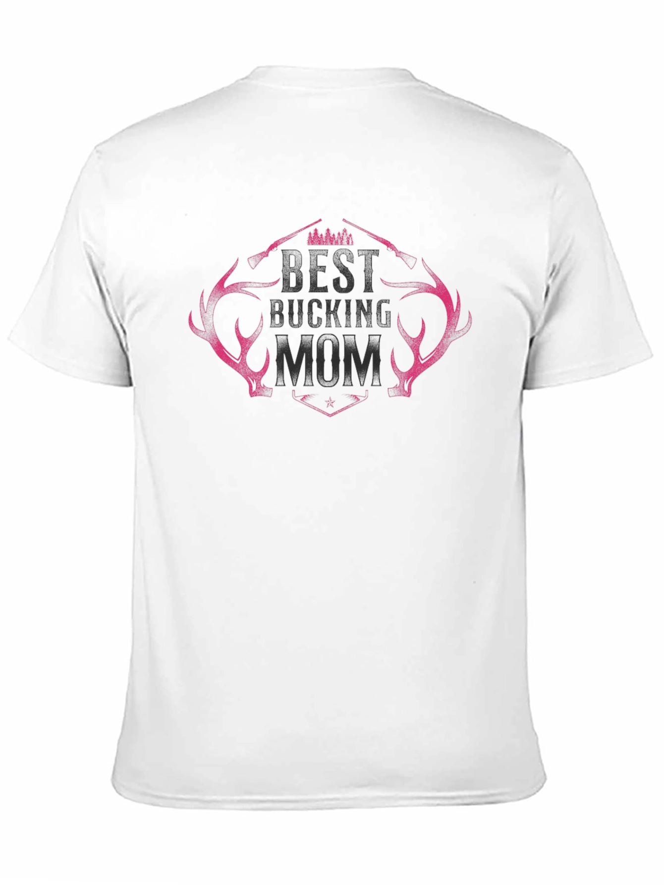 Best Bucking Mom Black T-Shirt with Antler Design - 11