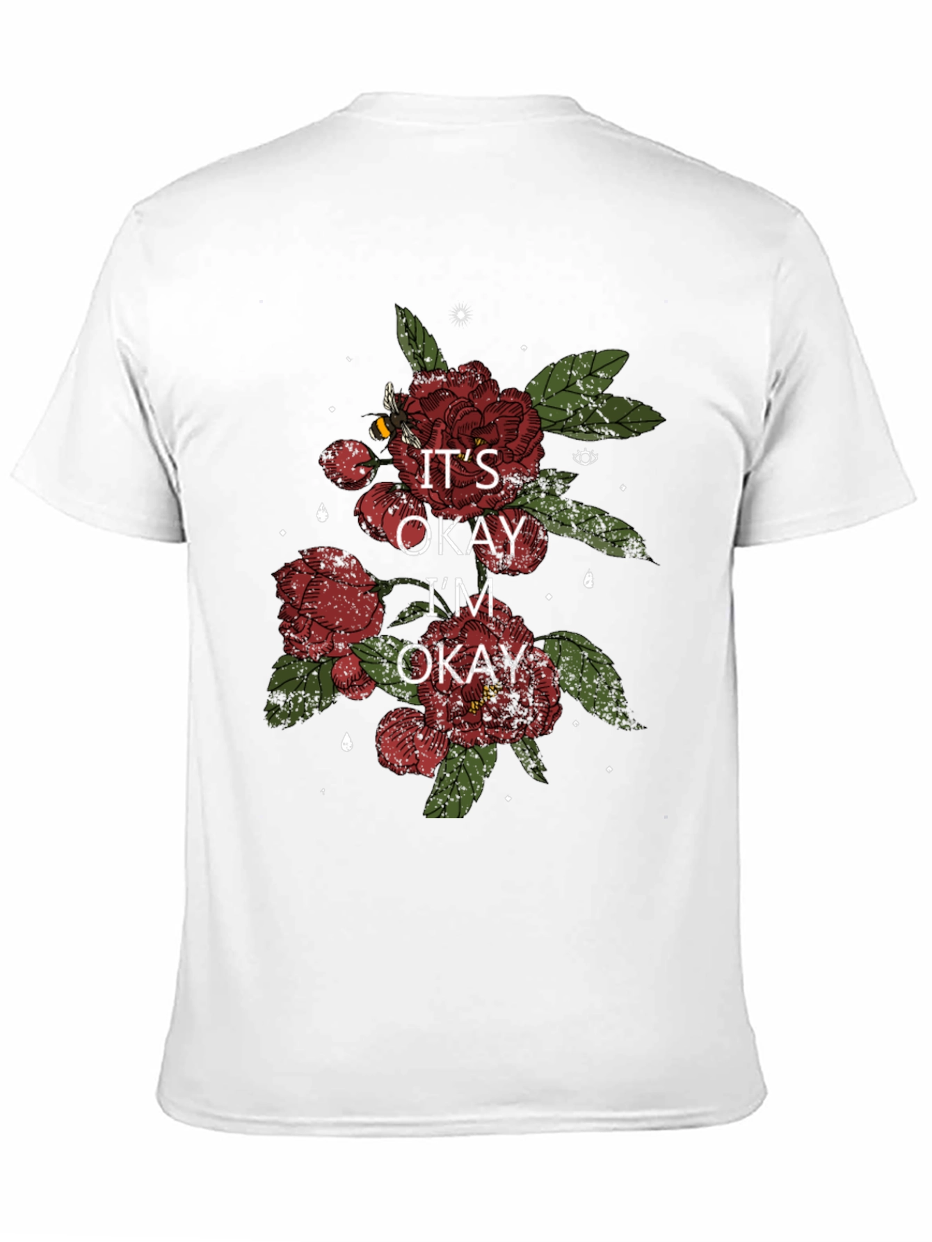 Black It's Okay I'm Okay Floral T-Shirt view 11