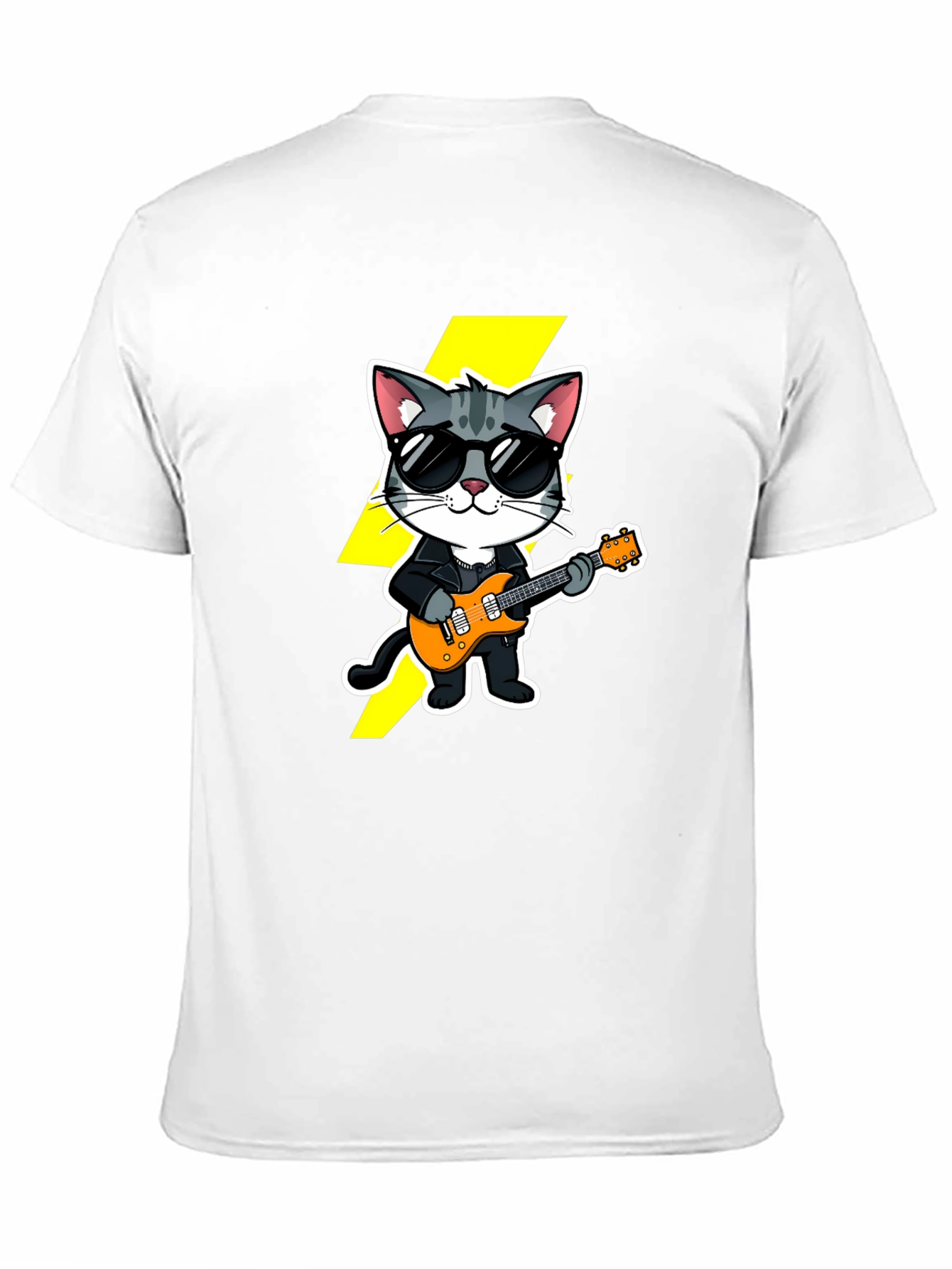 Black Cool Cat Guitarist Black T-Shirt view 11