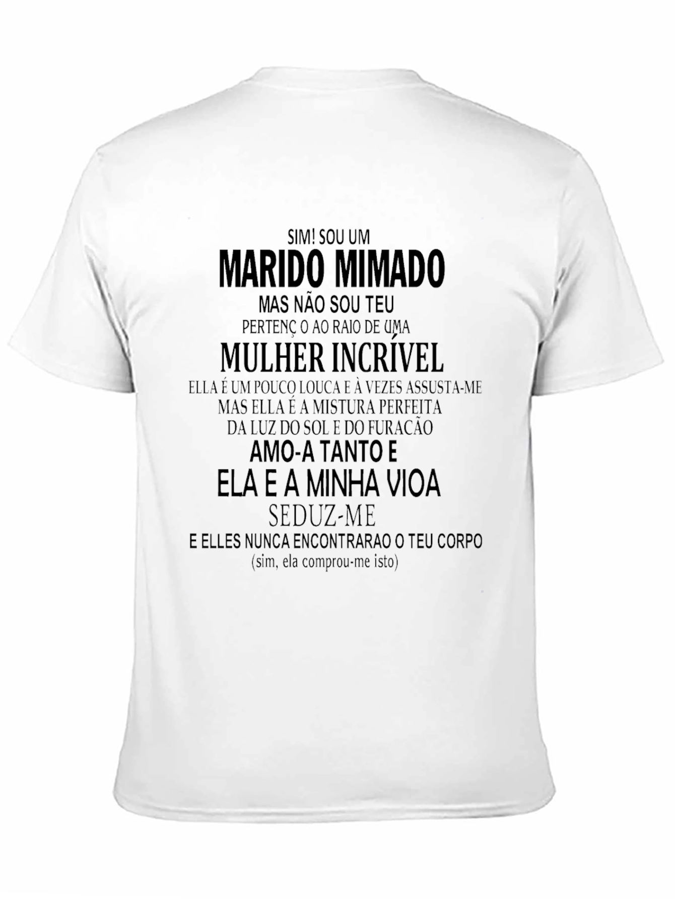 Black Funny Brazilian T-Shirt - "Spoiled Husband" Design view 11