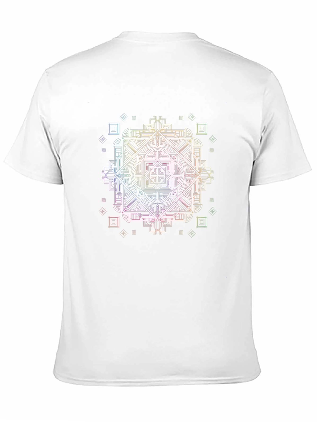 Black Geometric Rainbow Pattern Black T-Shirt view 11