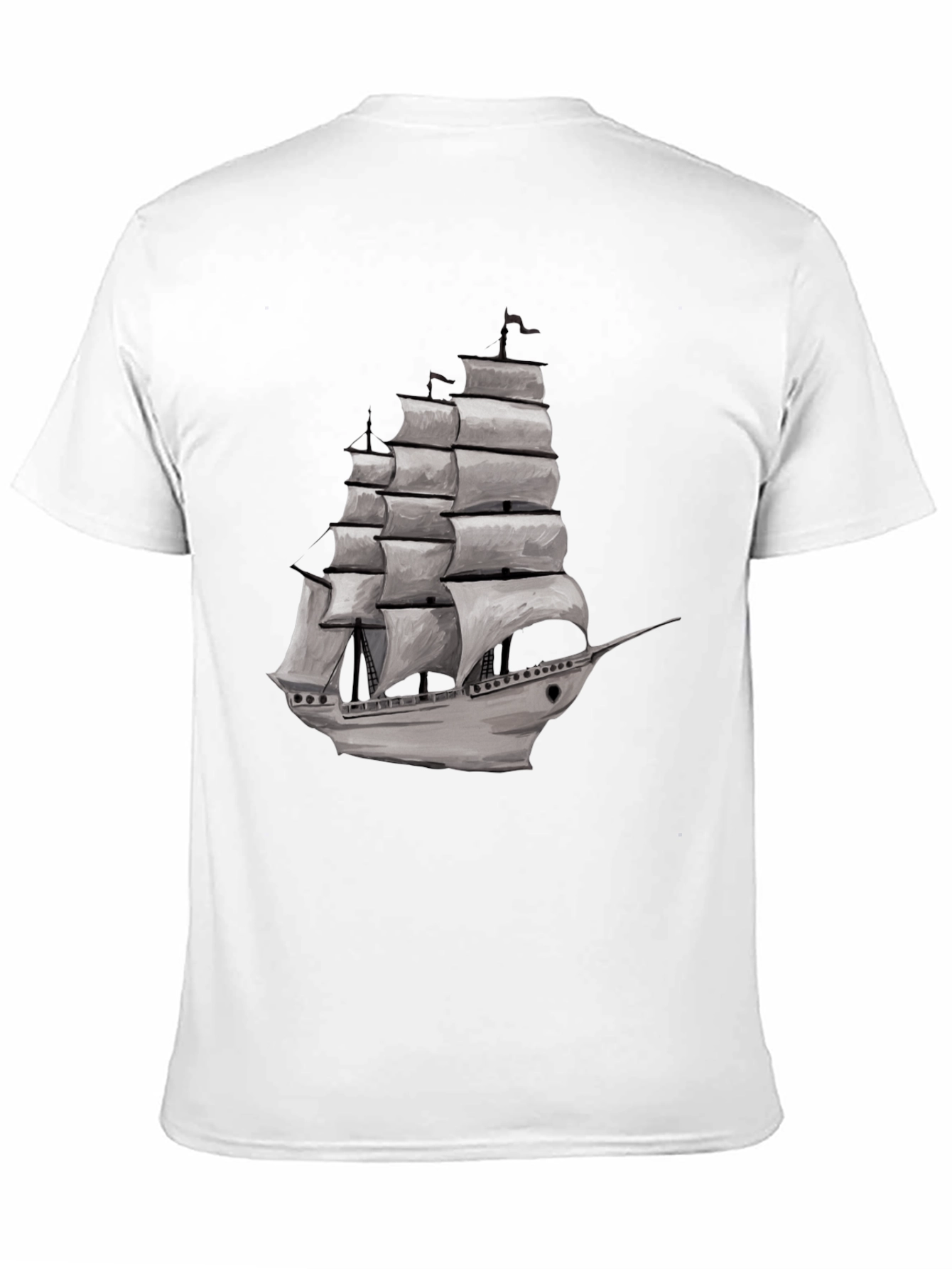 Black Nautical Sailboat Graphic Tee - Black Cotton Blend view 11