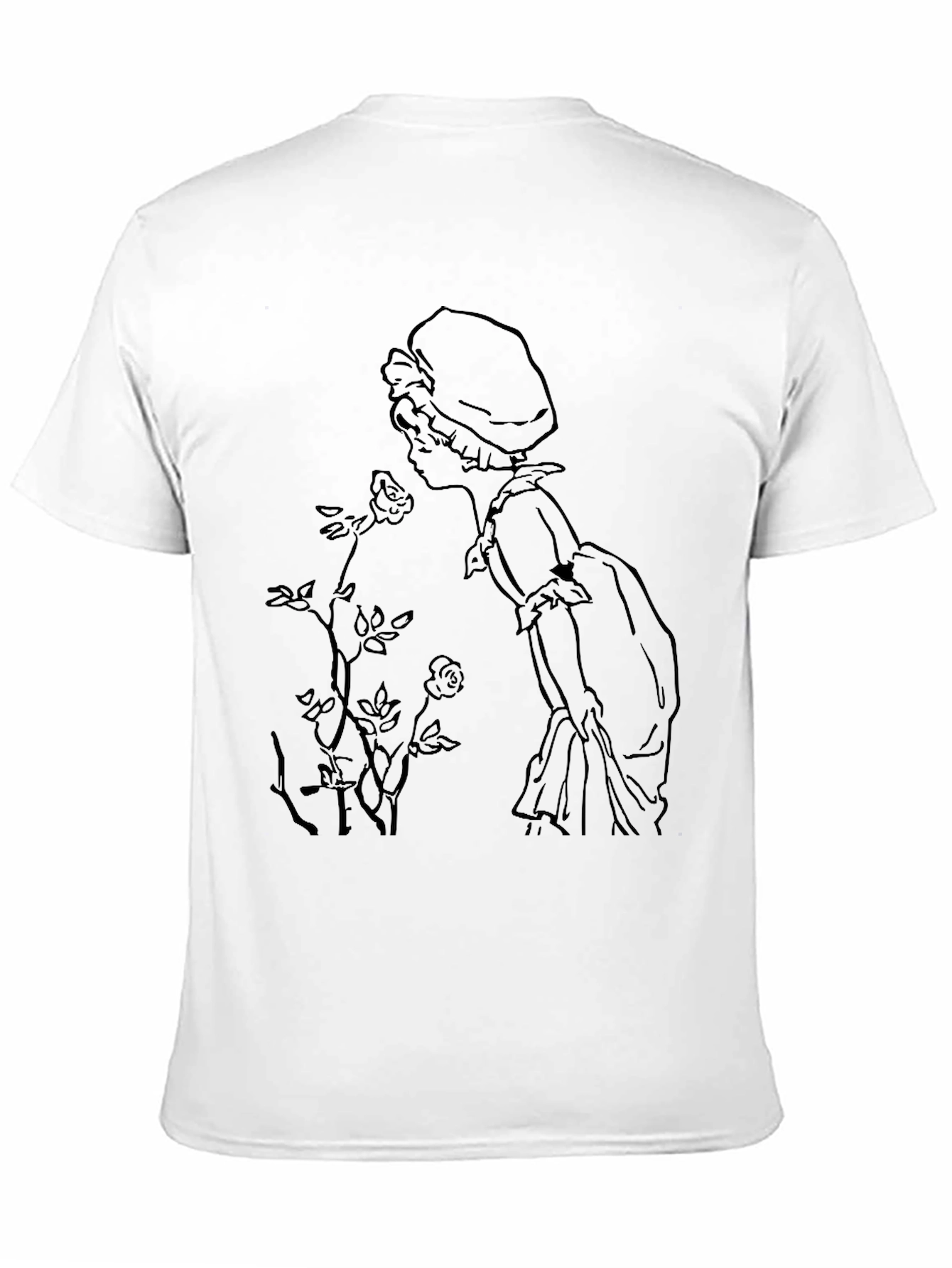 Black Vintage Girl & Roses Graphic Black T-Shirt view 11