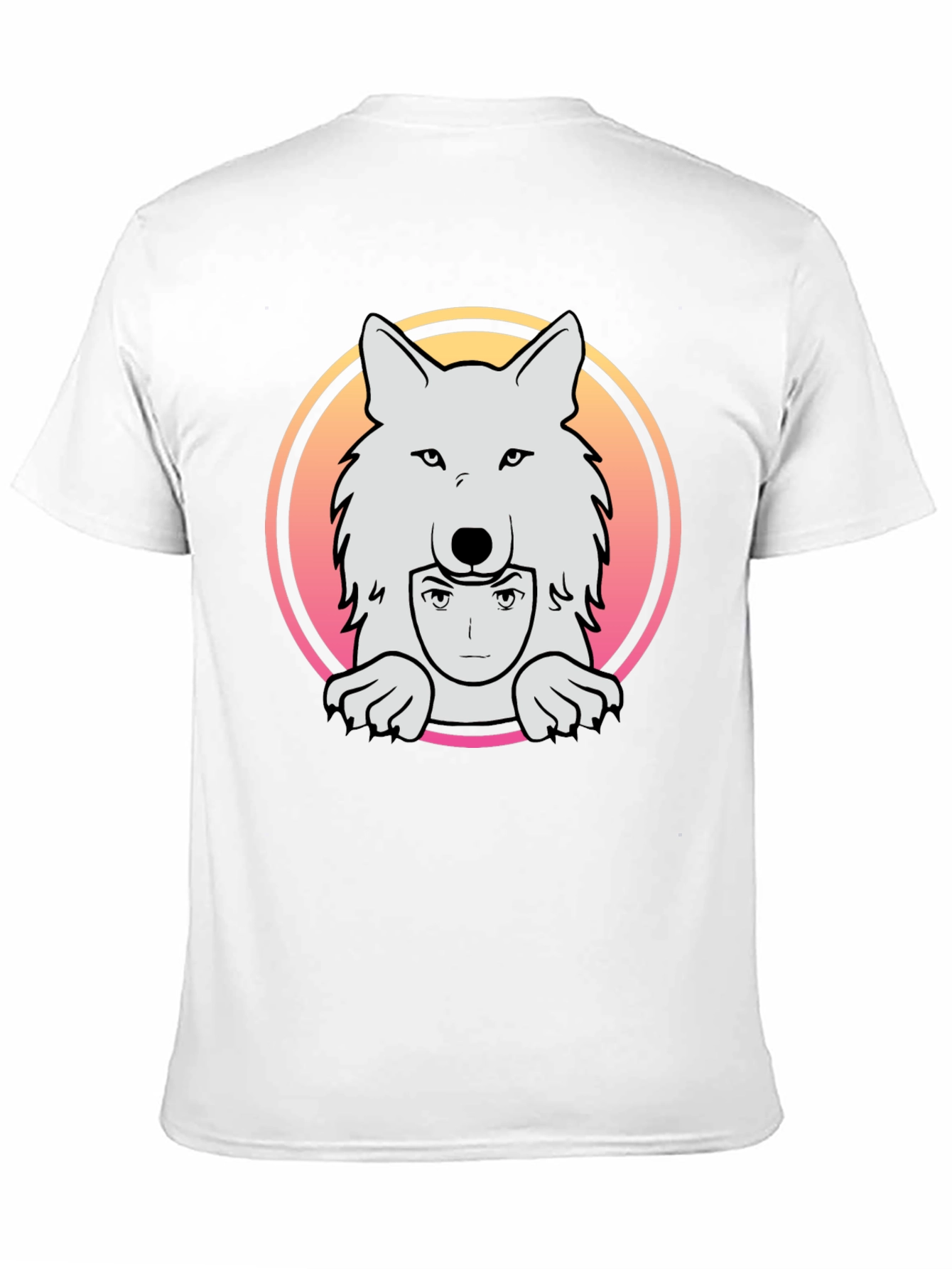 Black Anime Wolf Graphic Tee - Black Cotton T-Shirt view 11