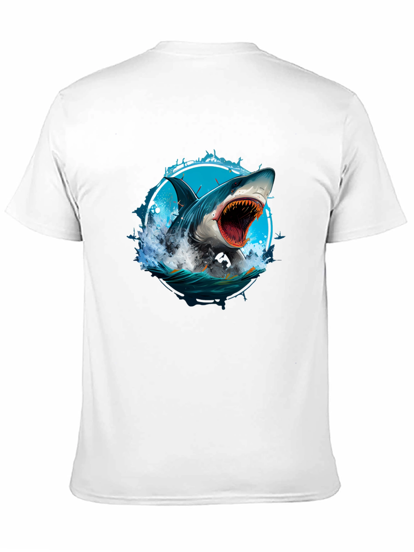 Black Shark Attack Graphic Tee - Black Cotton T-Shirt view 11
