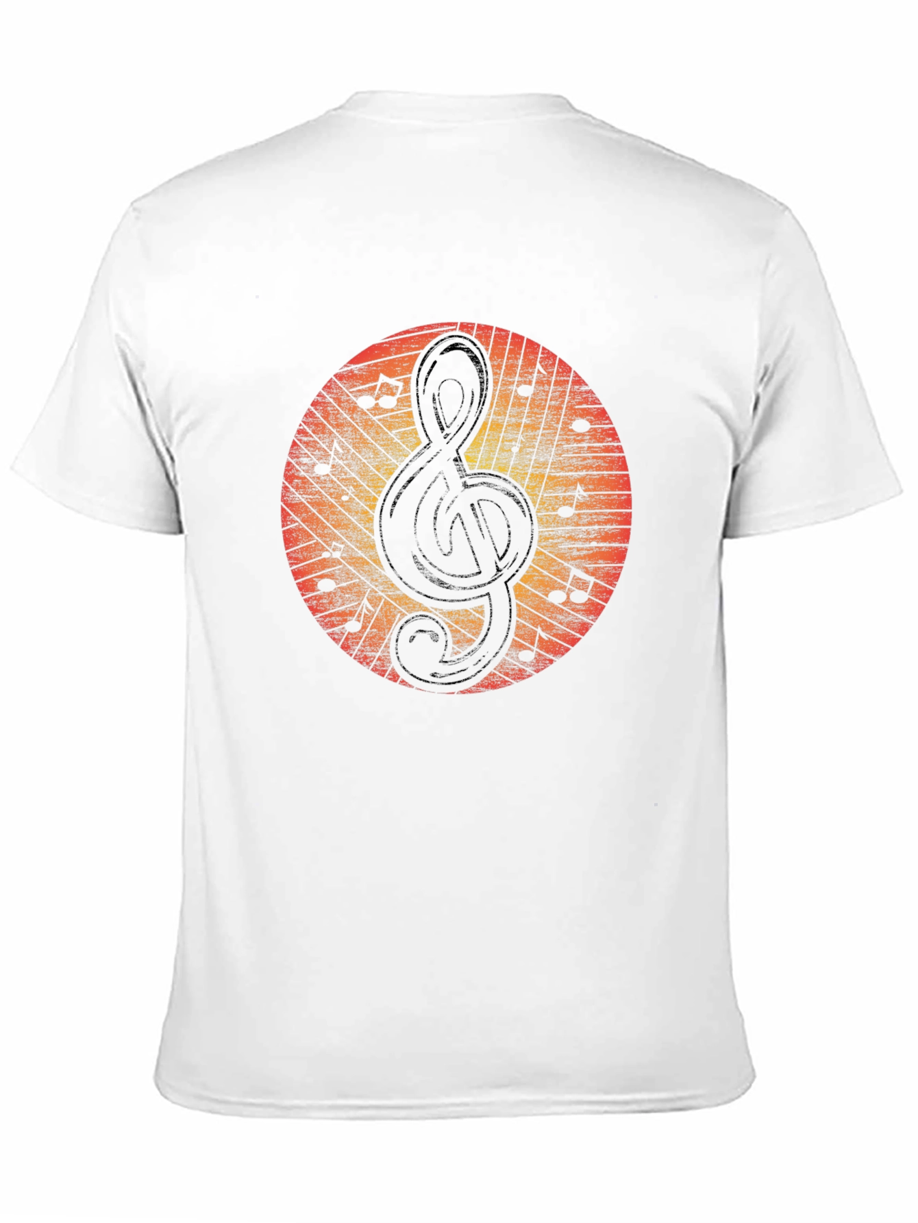 Black Retro Music Note Treble Clef Graphic T-Shirt view 11