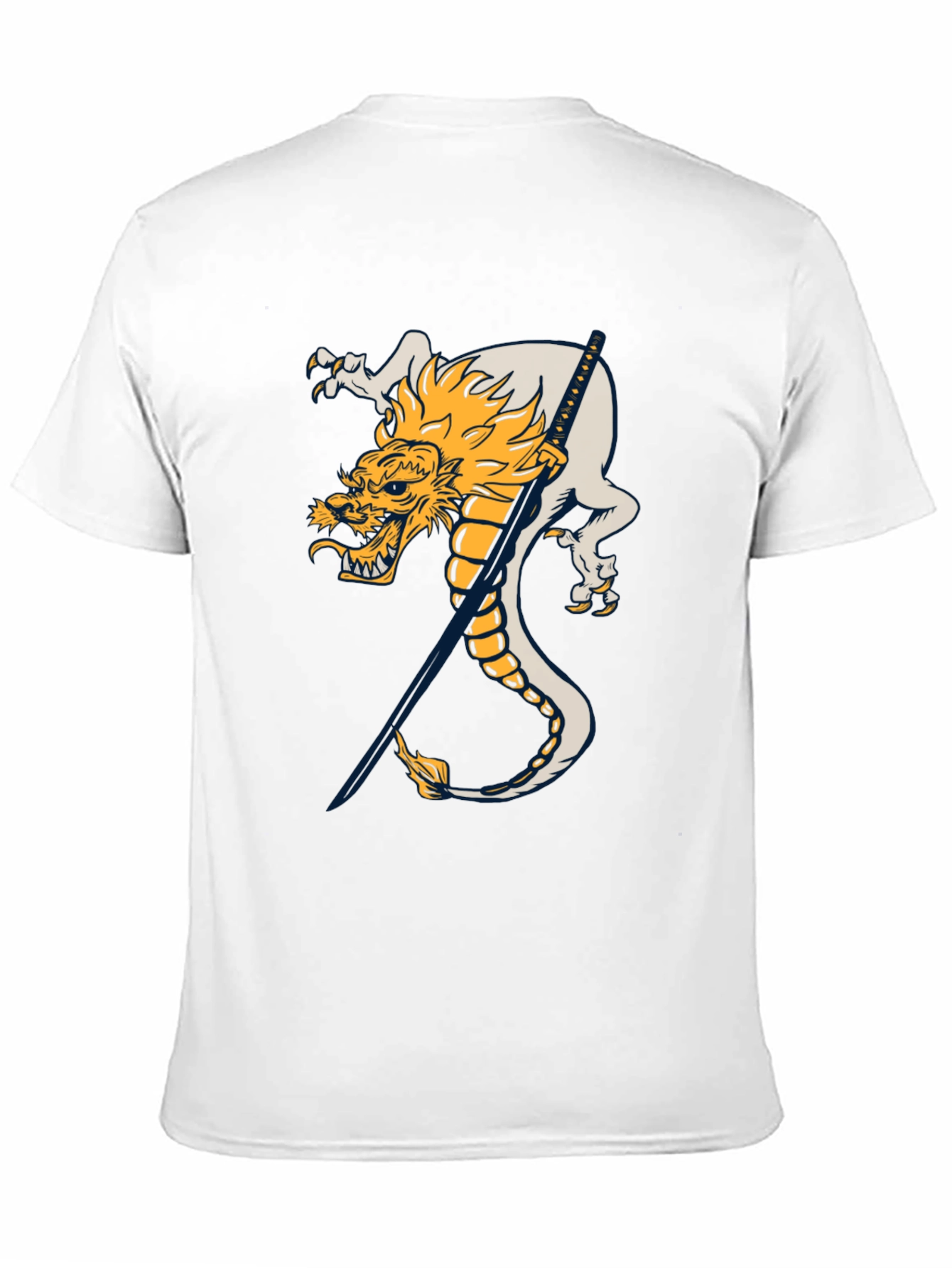 Black Dragon and Katana Black T-Shirt view 11