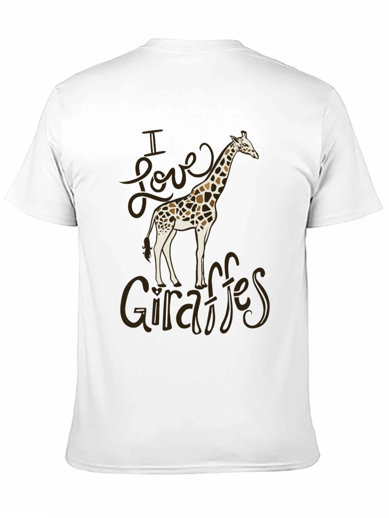 Black I Love Giraffes Black Cotton T-Shirt view 11