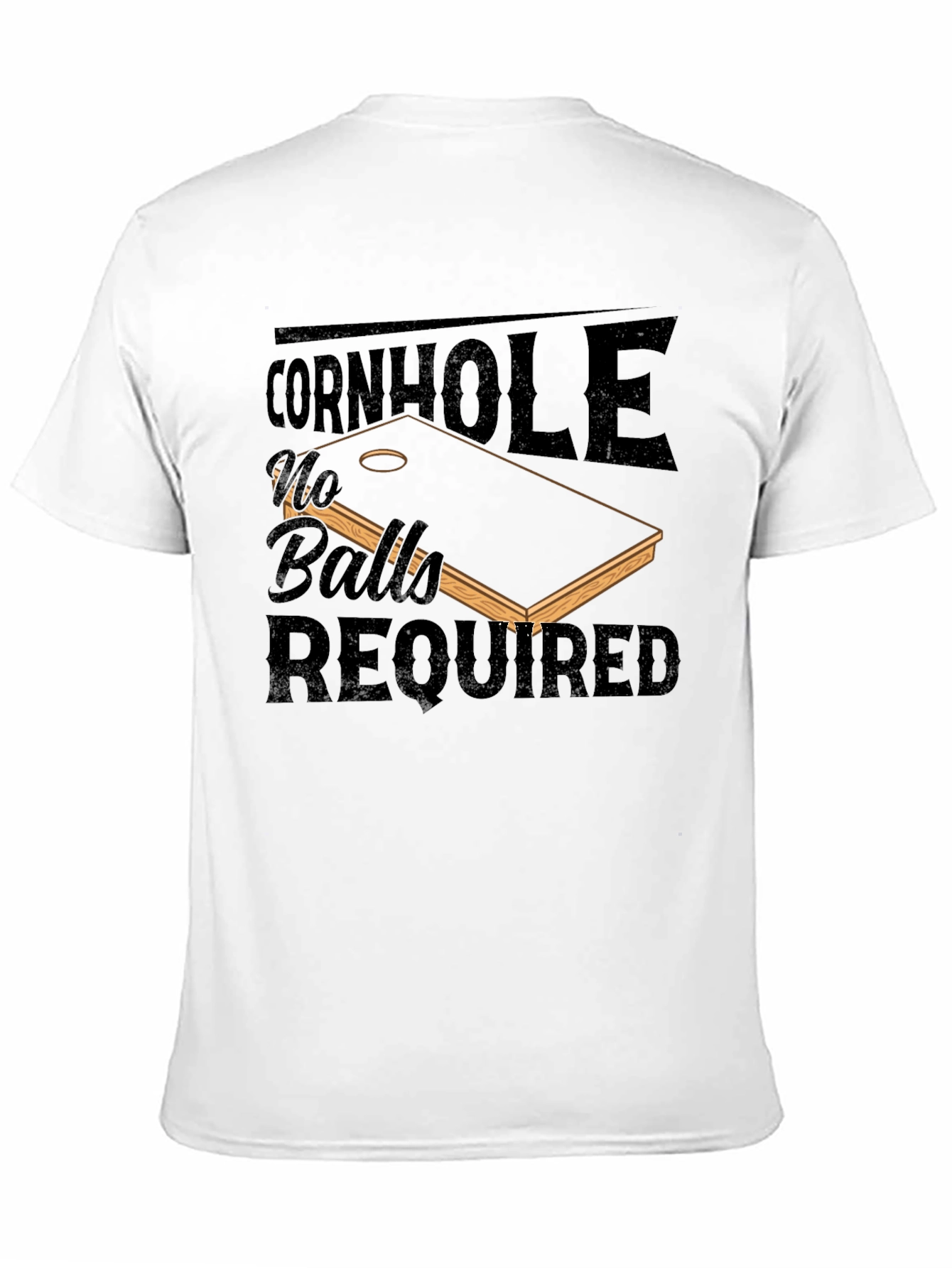 Black Cornhole No Balls Required T-Shirt view 11