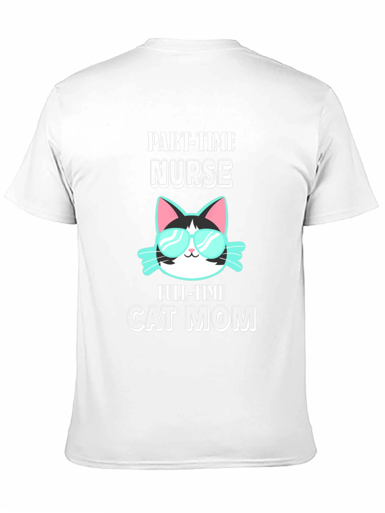 Black Part-Time Nurse Full-Time Cat Mom T-Shirt view 11