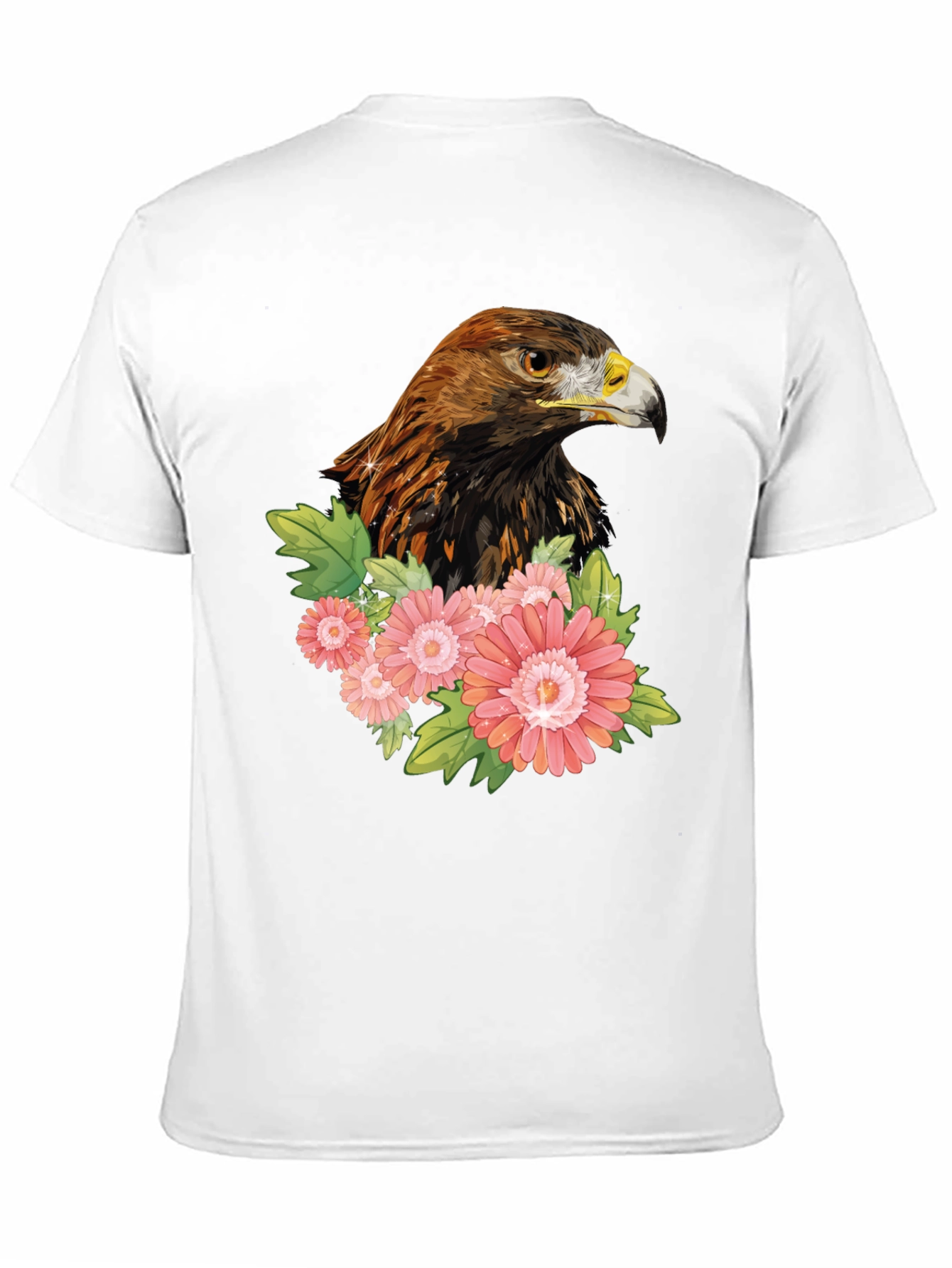 Black Eagle & Flowers Graphic T-Shirt - Men's Black Tee view 11