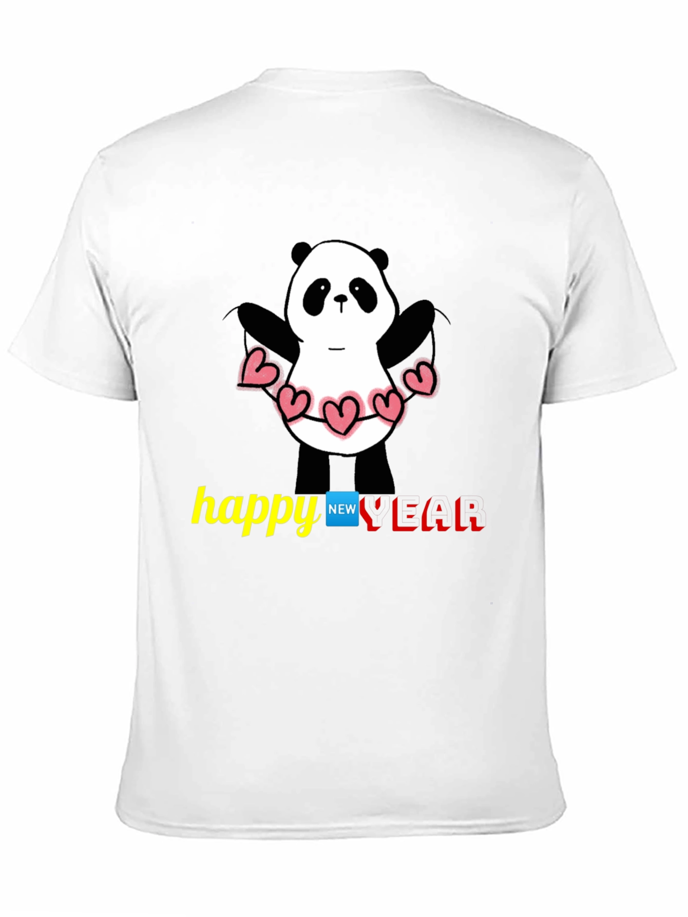 Black Happy New Year Panda T-Shirt - Black view 11
