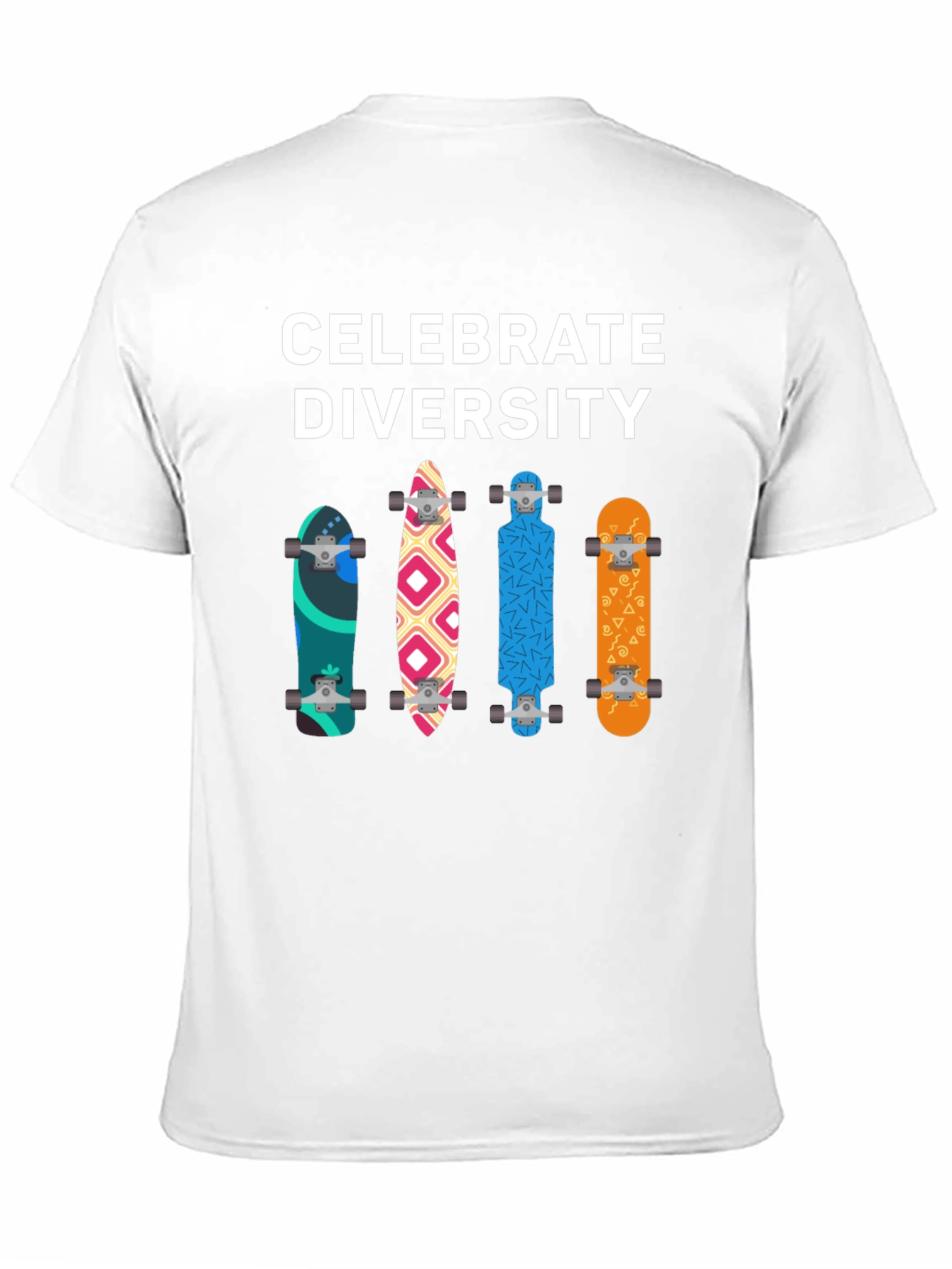 Black Celebrate Diversity Skateboard Graphic T-Shirt view 11