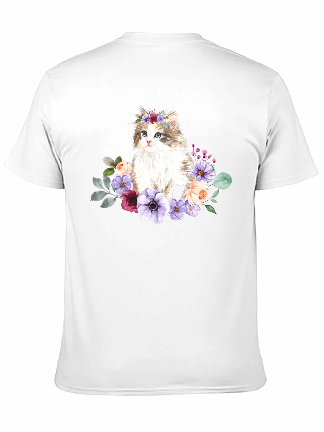 Black Floral Cat Graphic T-Shirt - Black view 11