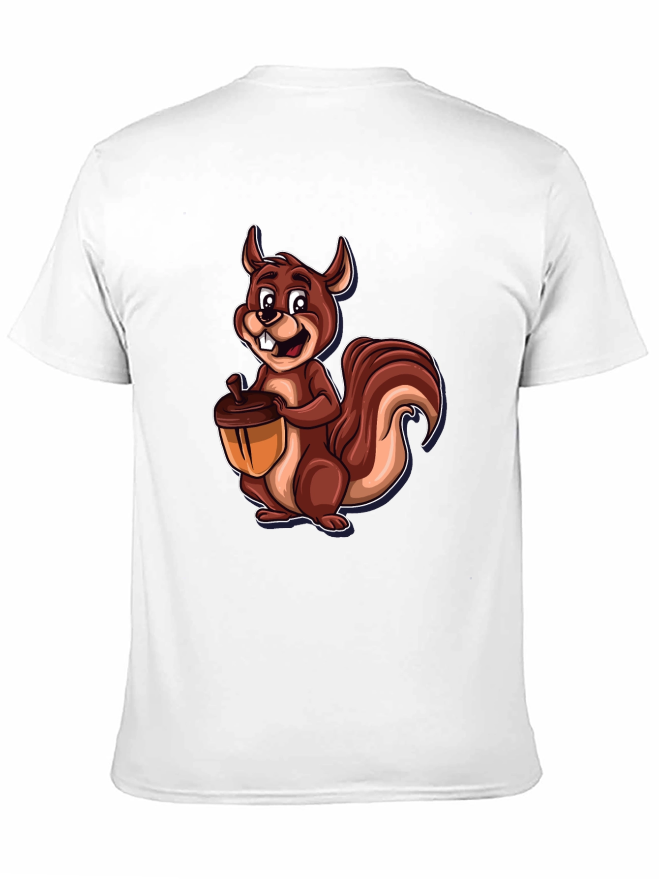 Black Squirrel Holding Acorn Graphic Tee - Black Cotton Shirt view 11