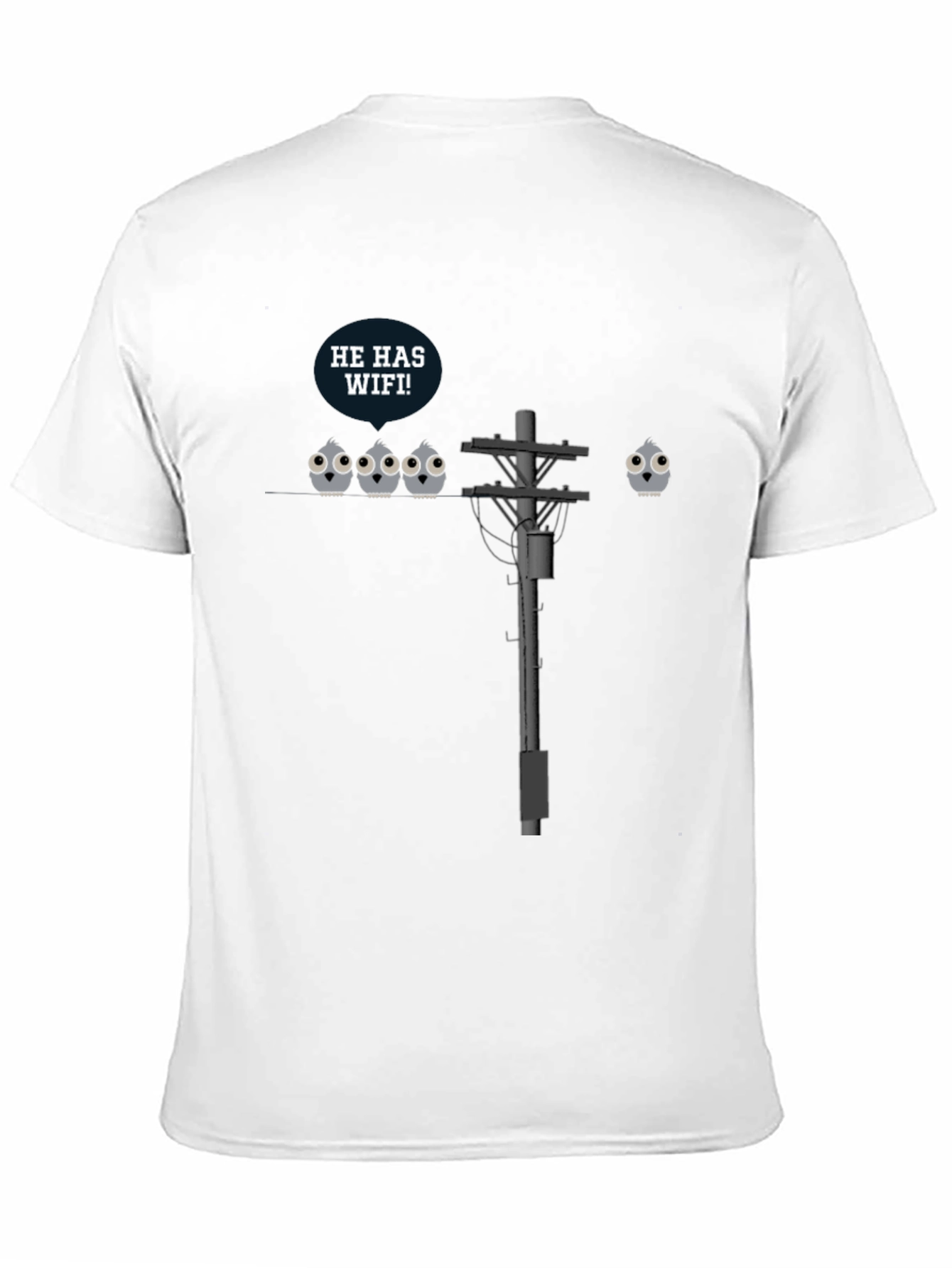 Black He Has Wifi Funny Bird Graphic Tee view 11