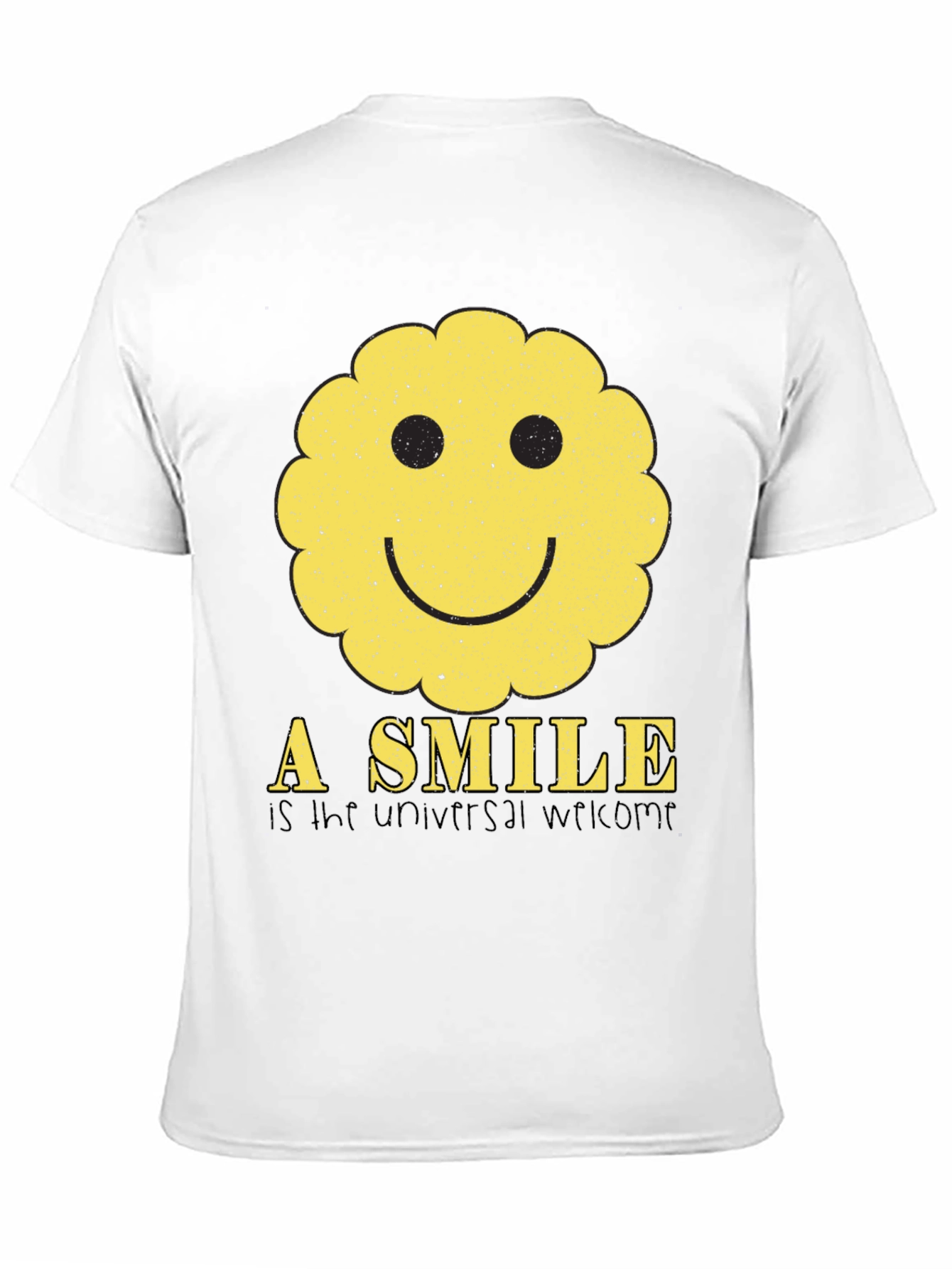 Black Smiley Face Graphic Tee - Universal Welcome T-Shirt view 11