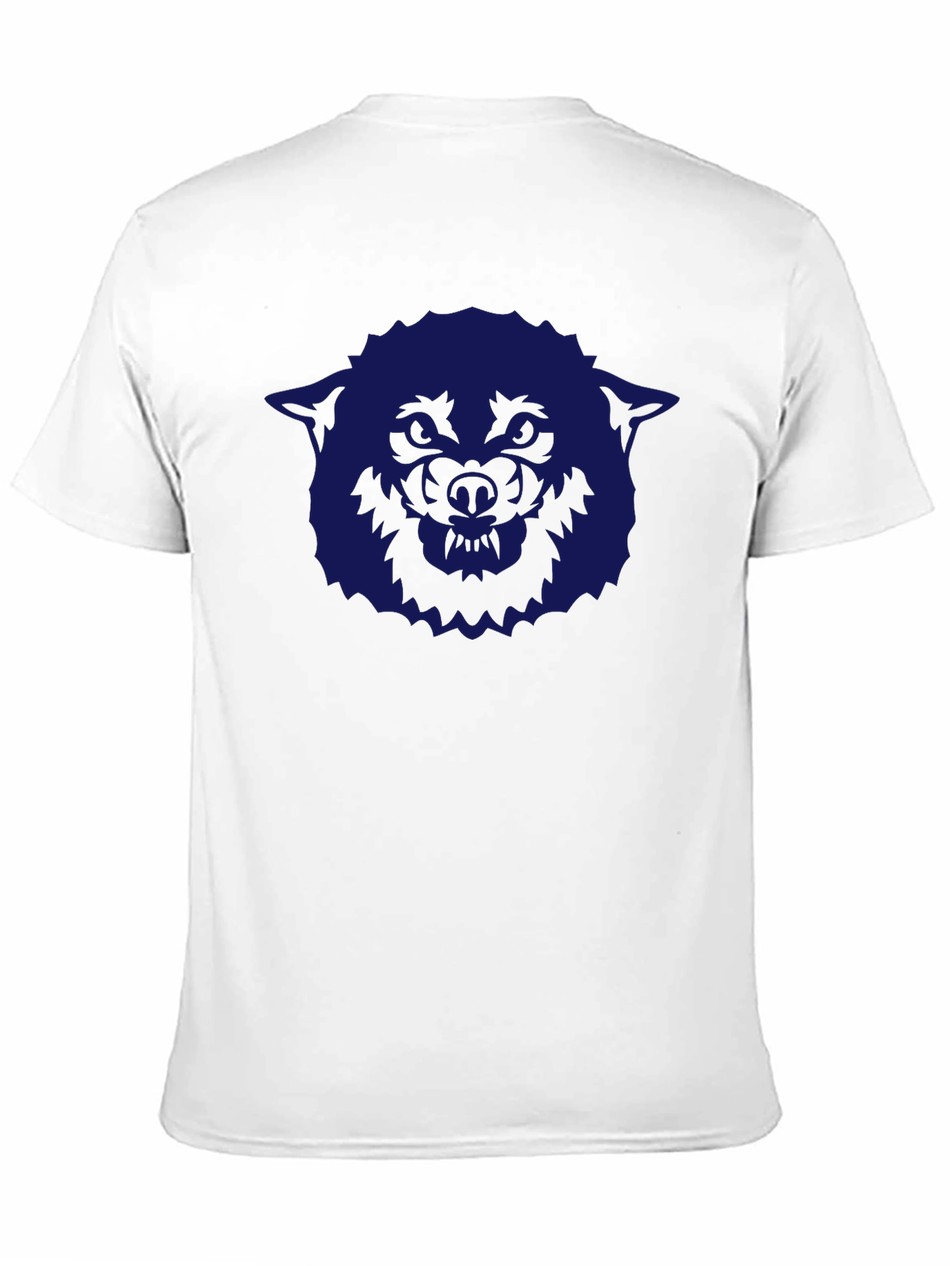 Black Men's Black T-Shirt with Blue Wolf Graphic view 11