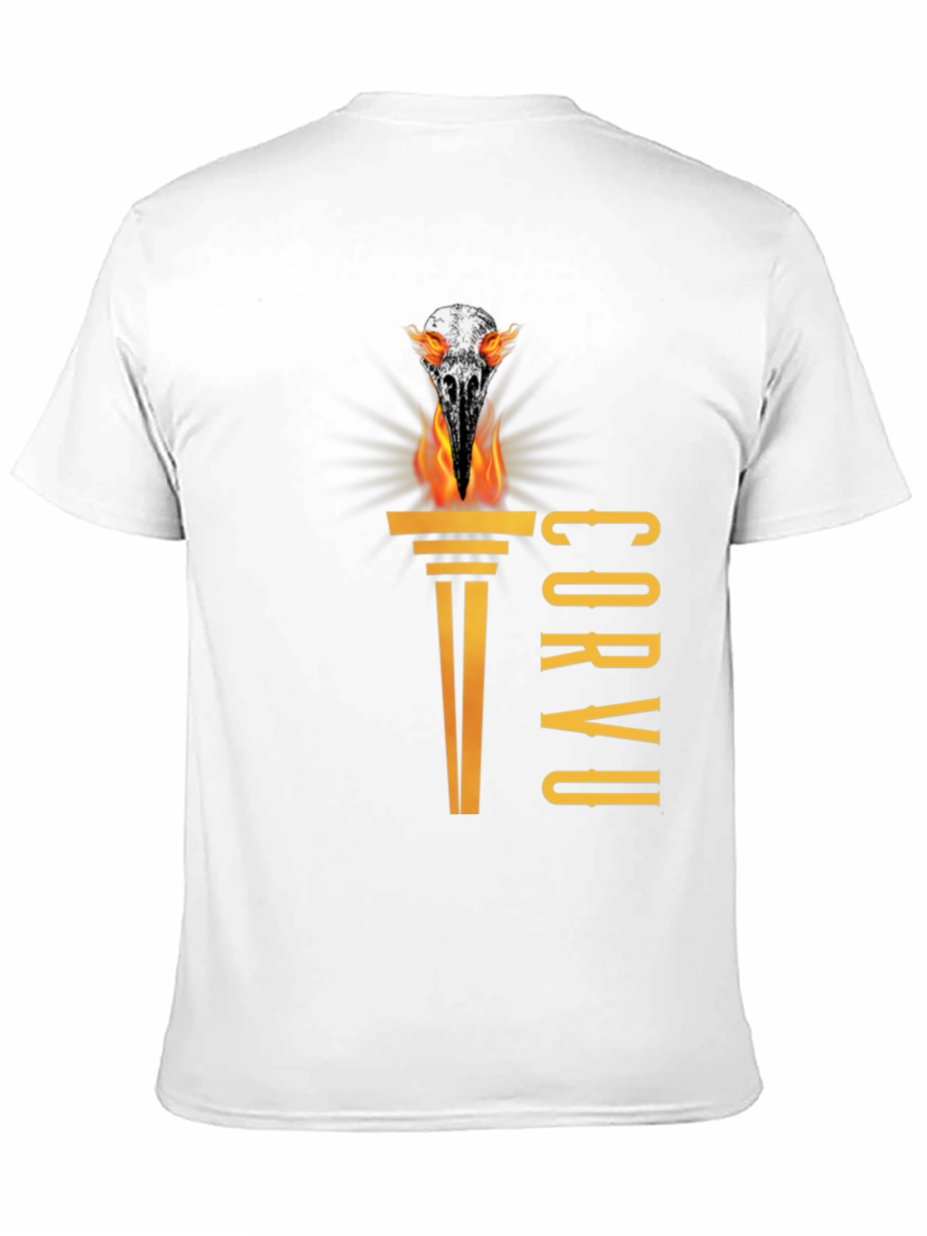 Black Corvus T-Shirt - Bird Skull on Fire view 11